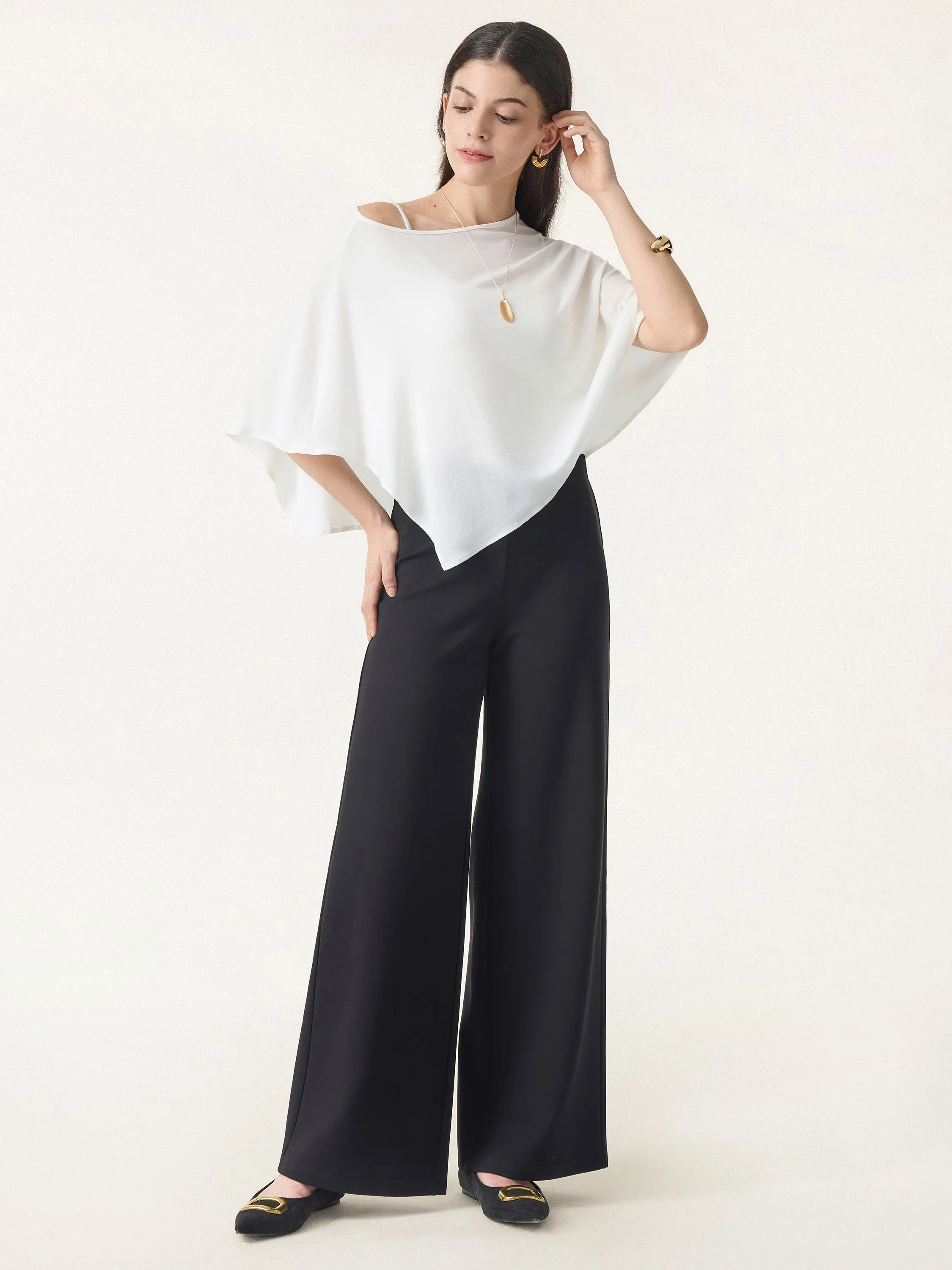 Tummy-Smooth Wide Leg Pull-on Pants with Pockets sold by OGLmove