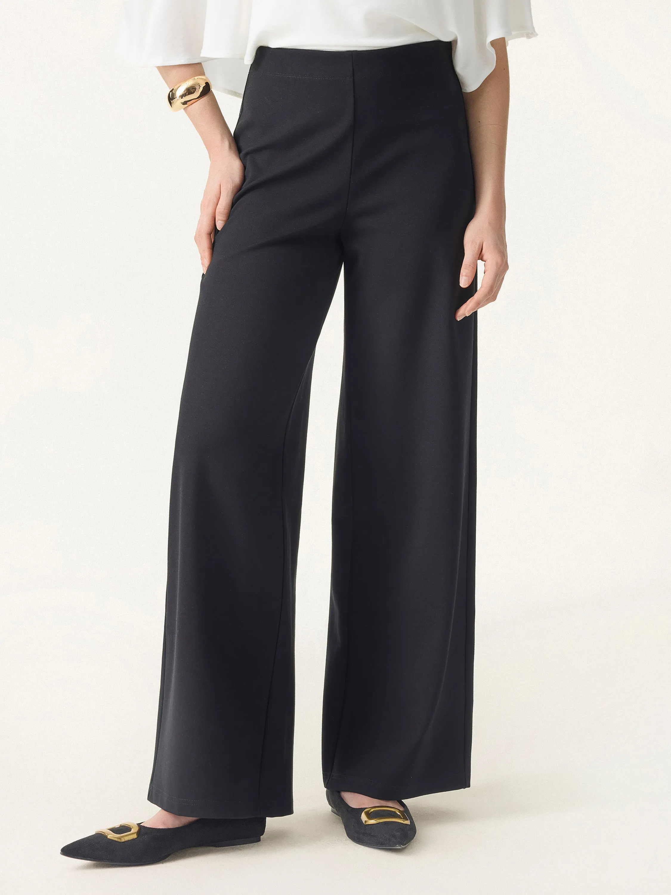 Tummy-Smooth Wide Leg Pull-on Pants with Pockets sold by OGLmove product image thumbnail 4