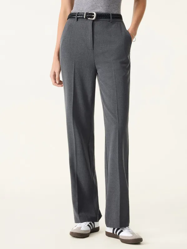 Mid Rise Straight Leg Creased Trousers with Pockets sold by OGLmove
