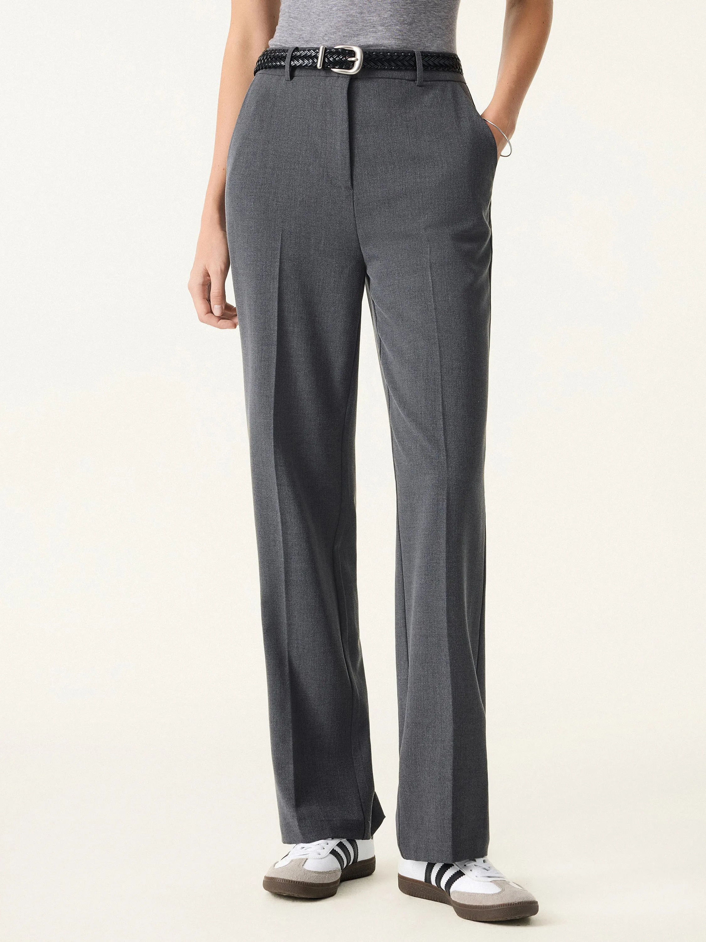 Mid Rise Straight Leg Creased Trousers with Pockets sold by OGLmove