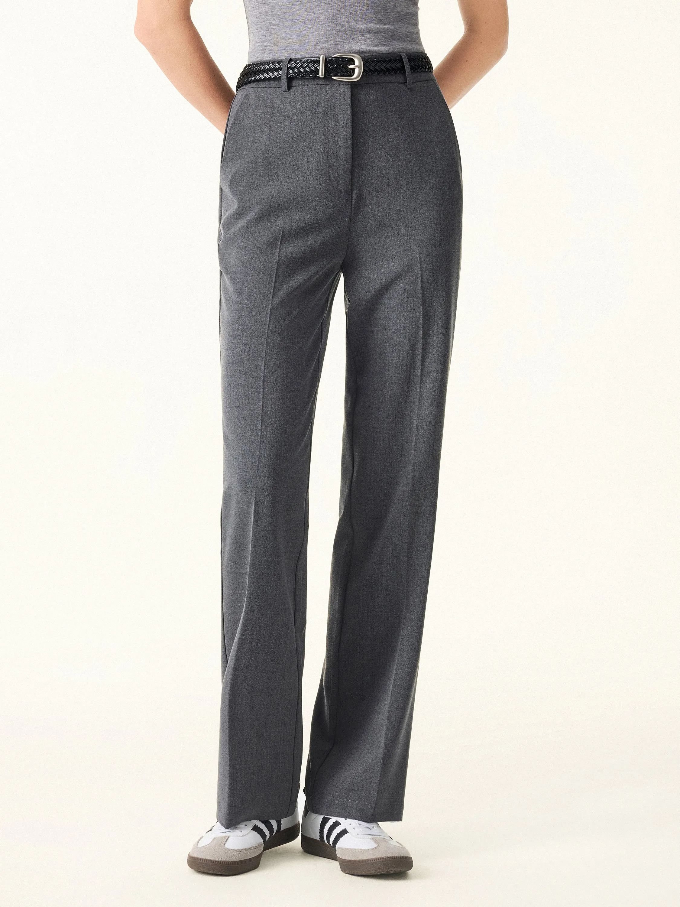 Mid Rise Straight Leg Creased Trousers with Pockets sold by OGLmove product image thumbnail 4