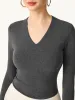 2Pcs Set Stretch Cotton V-Neck Long Sleeve Brami Top sold by ogl move
