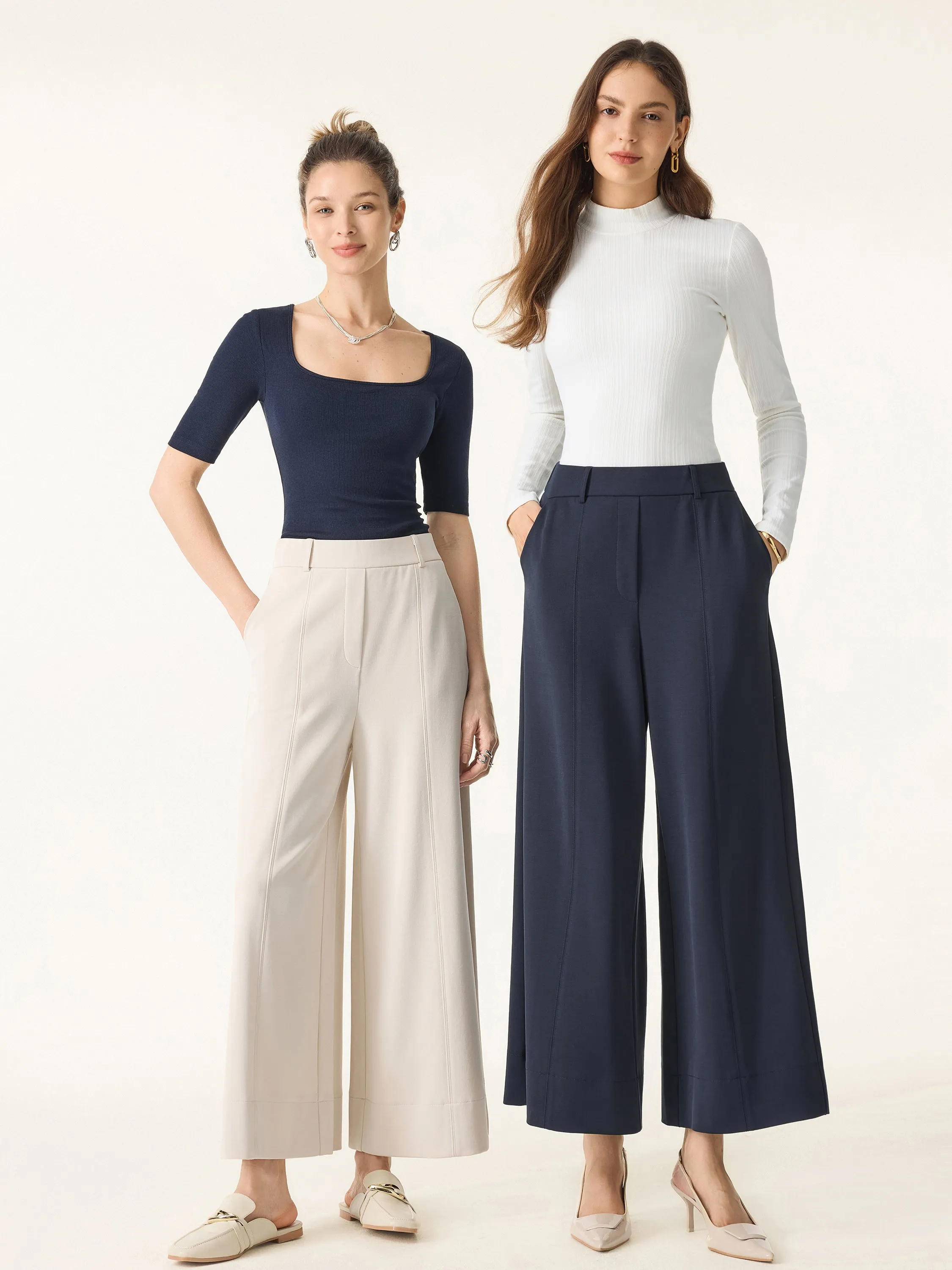Mid Rise Cropped Pull-on Wide Leg Pants with Pockets sold by ogl move product image thumbnail 2