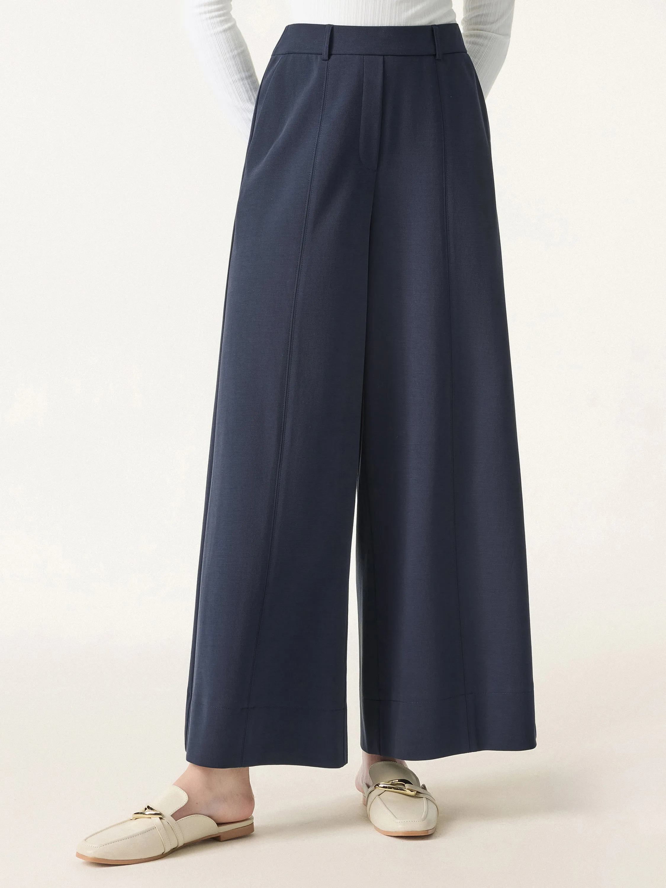 Mid Rise Cropped Pull-on Wide Leg Pants with Pockets sold by ogl move product image thumbnail 3
