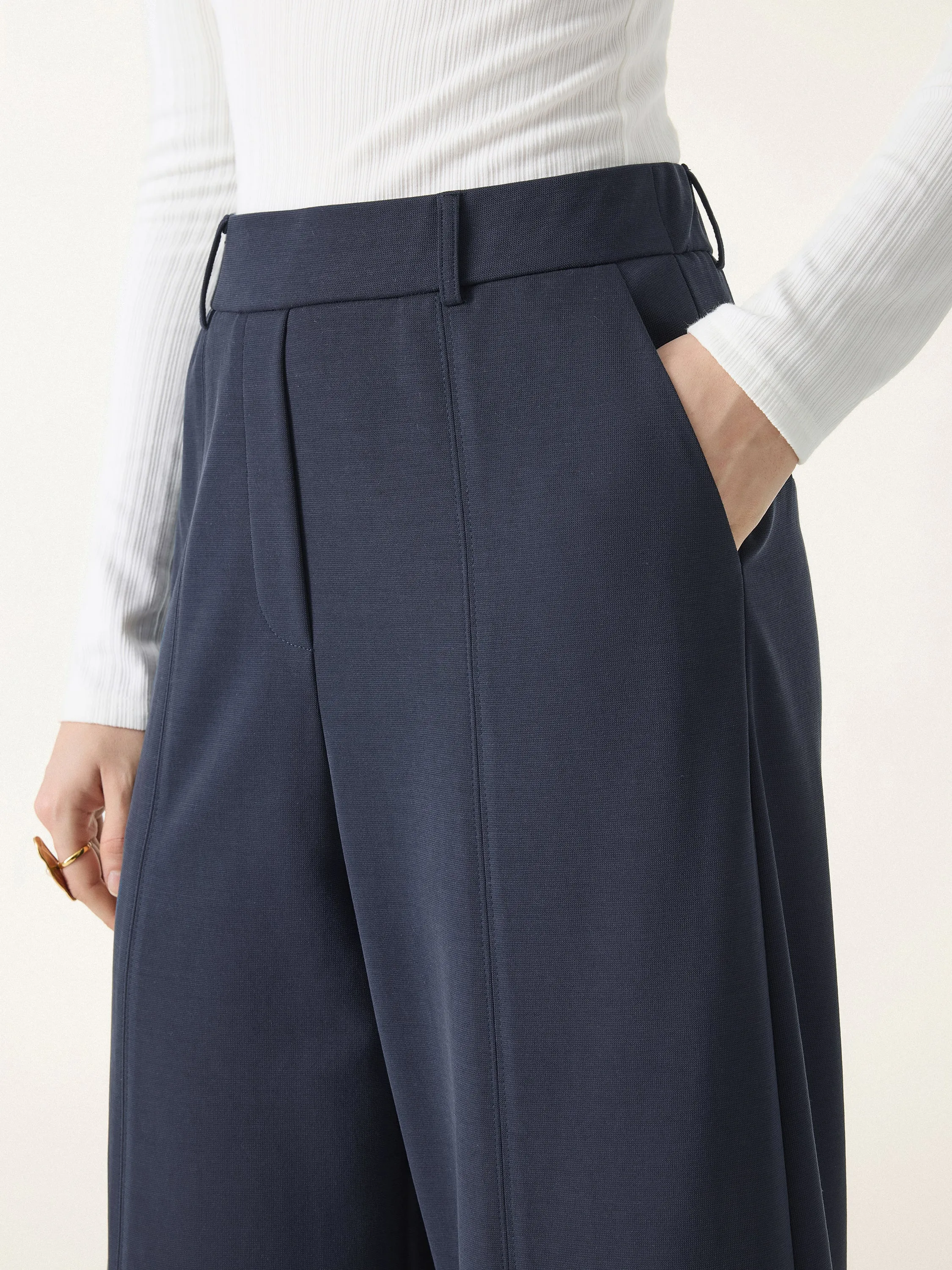 Mid Rise Cropped Pull-on Wide Leg Pants with Pockets sold by ogl move product image thumbnail 5