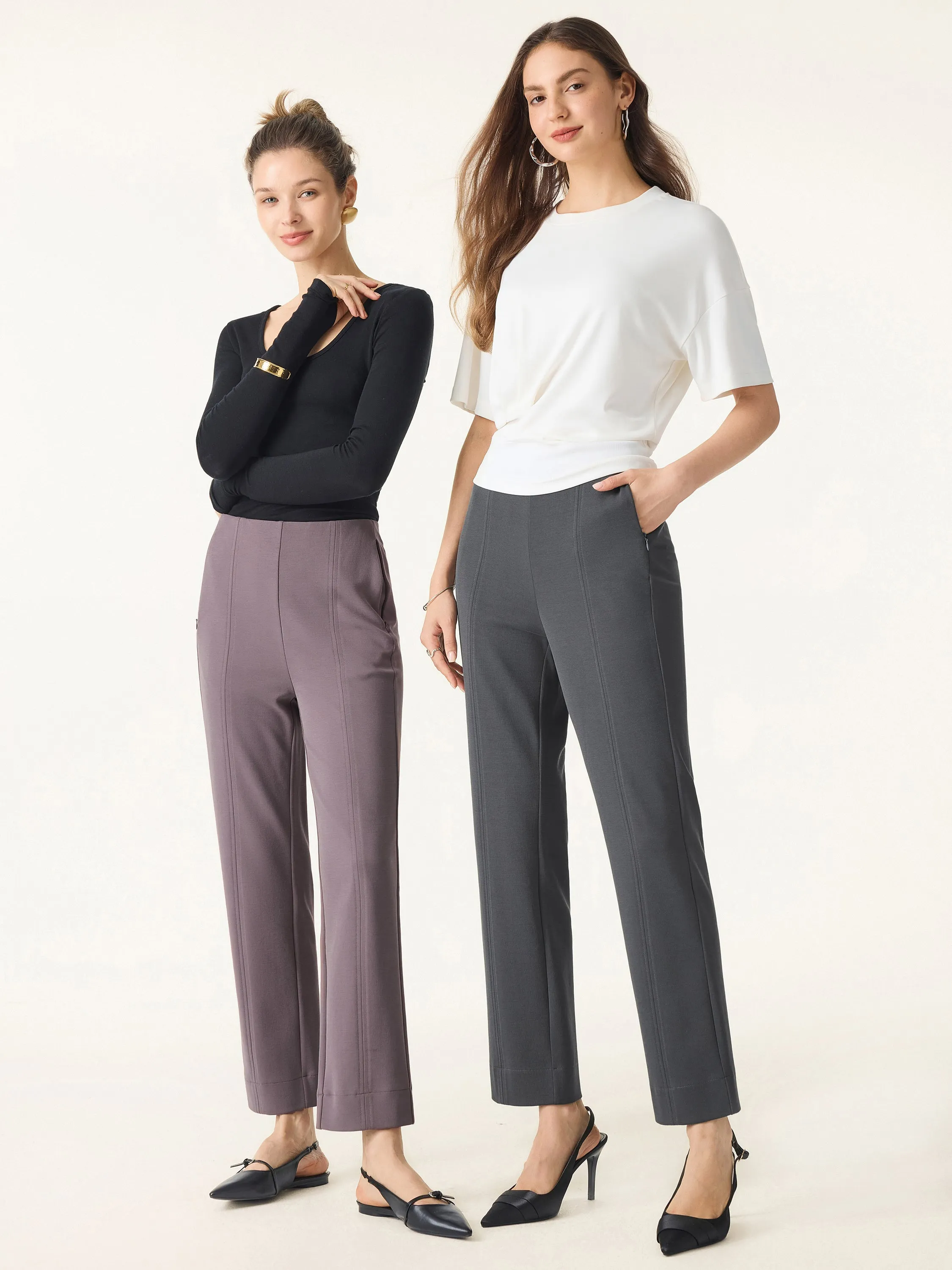 Sandwashed Mid Rise Slim Straight Pull-on Pants with Pockets sold by ogl move product image thumbnail 3