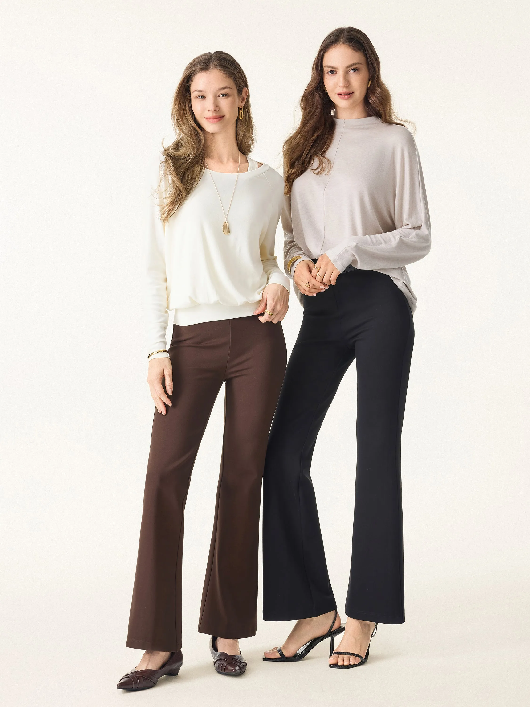 Slimming Ponte High Rise Pull-on Flared Pants sold by OGLmove product image thumbnail 3