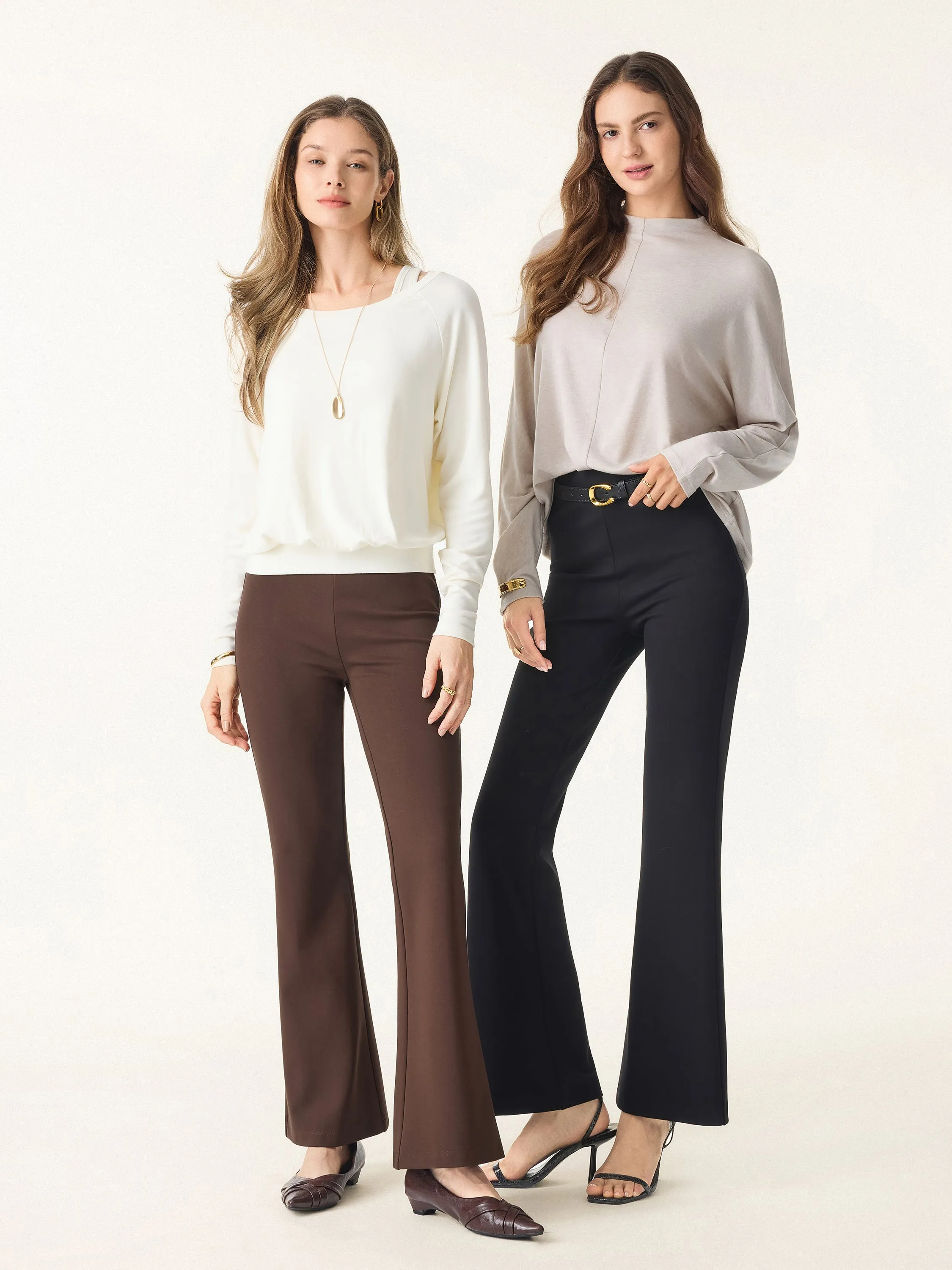 Slimming Ponte High Rise Pull-on Flared Pants sold by OGLmove product image thumbnail 2