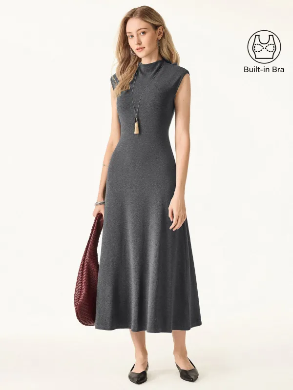 Light Warm Mockneck Wide Shoulder Midi Brami Dress sold by OGLmove
