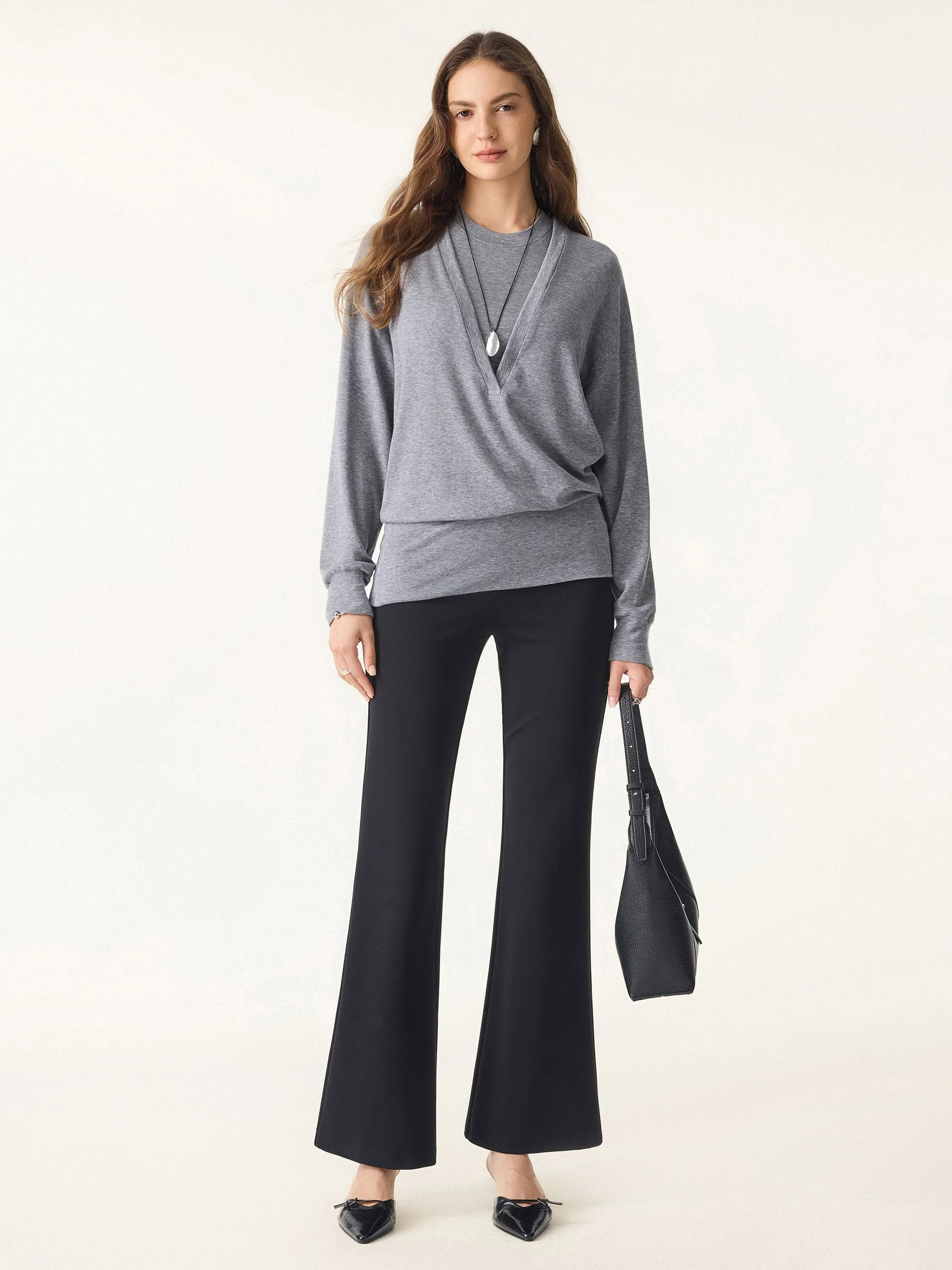 Lyocell Cashmere V-neck Drop Shoulder Top sold by ogl move product image thumbnail 4