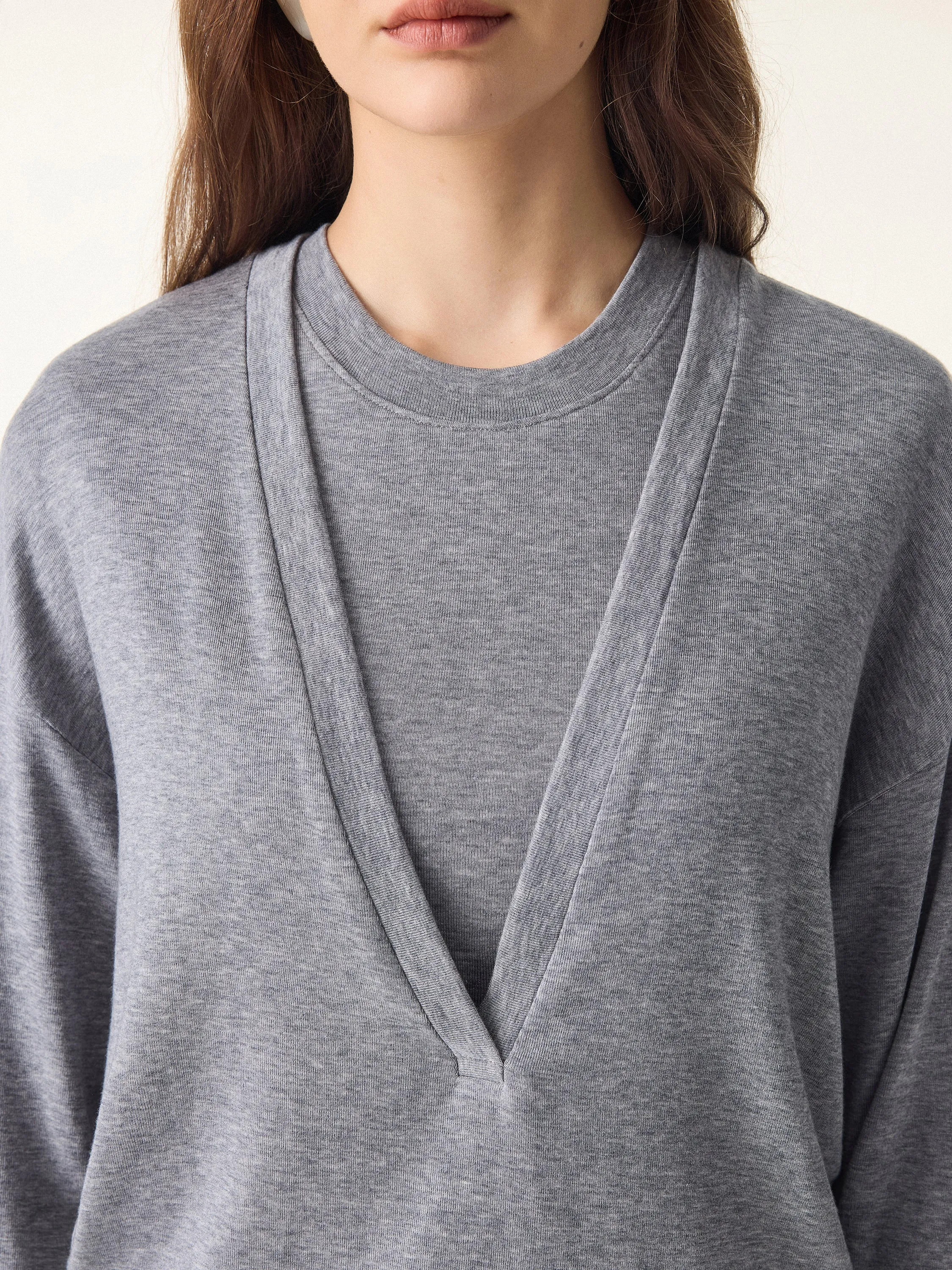 Lyocell Cashmere V-neck Drop Shoulder Top sold by ogl move product image thumbnail 3
