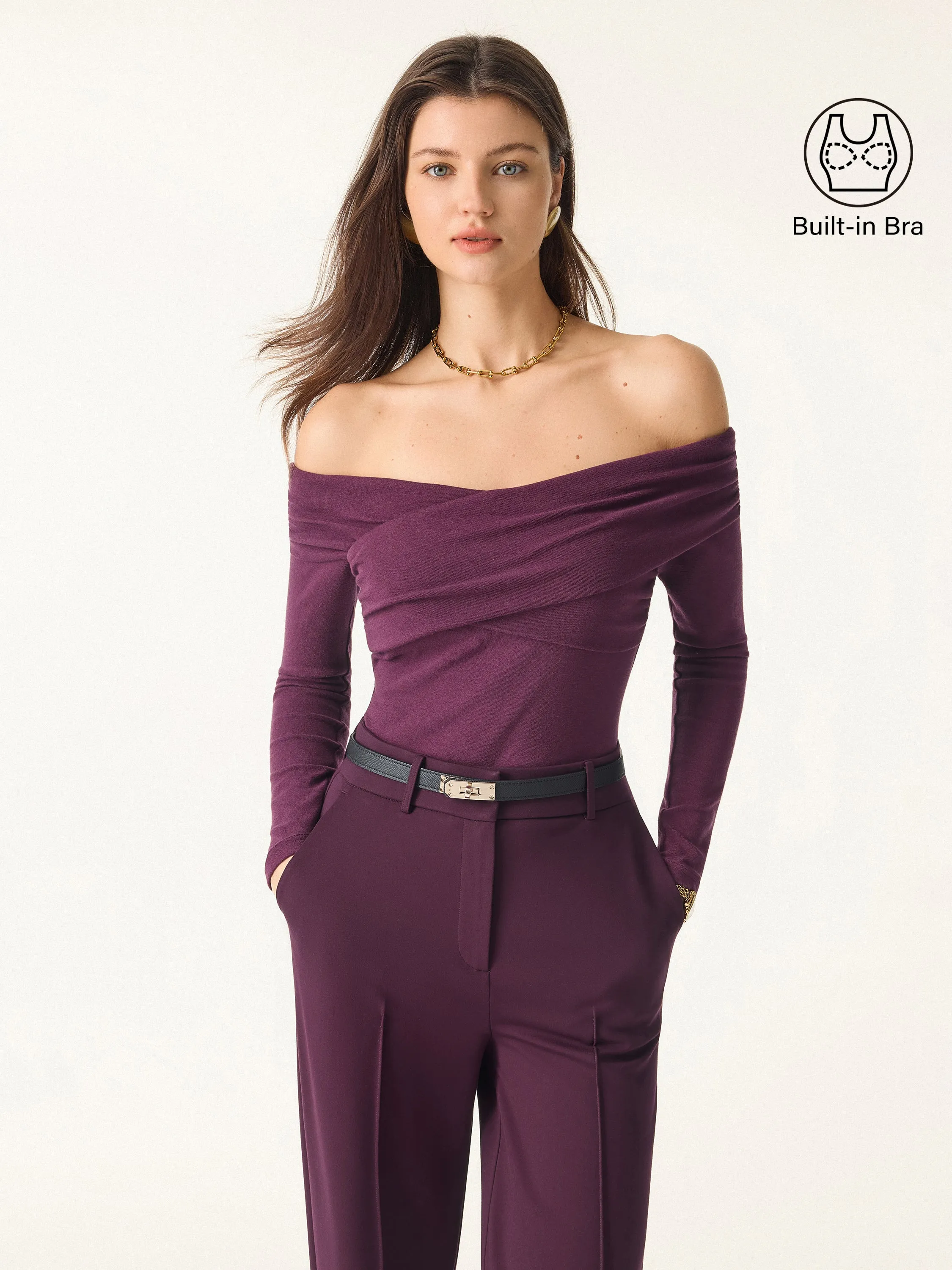 Light Warm Criss Cross Off-Shoulder Bra Top sold by OGLmove product image thumbnail 4