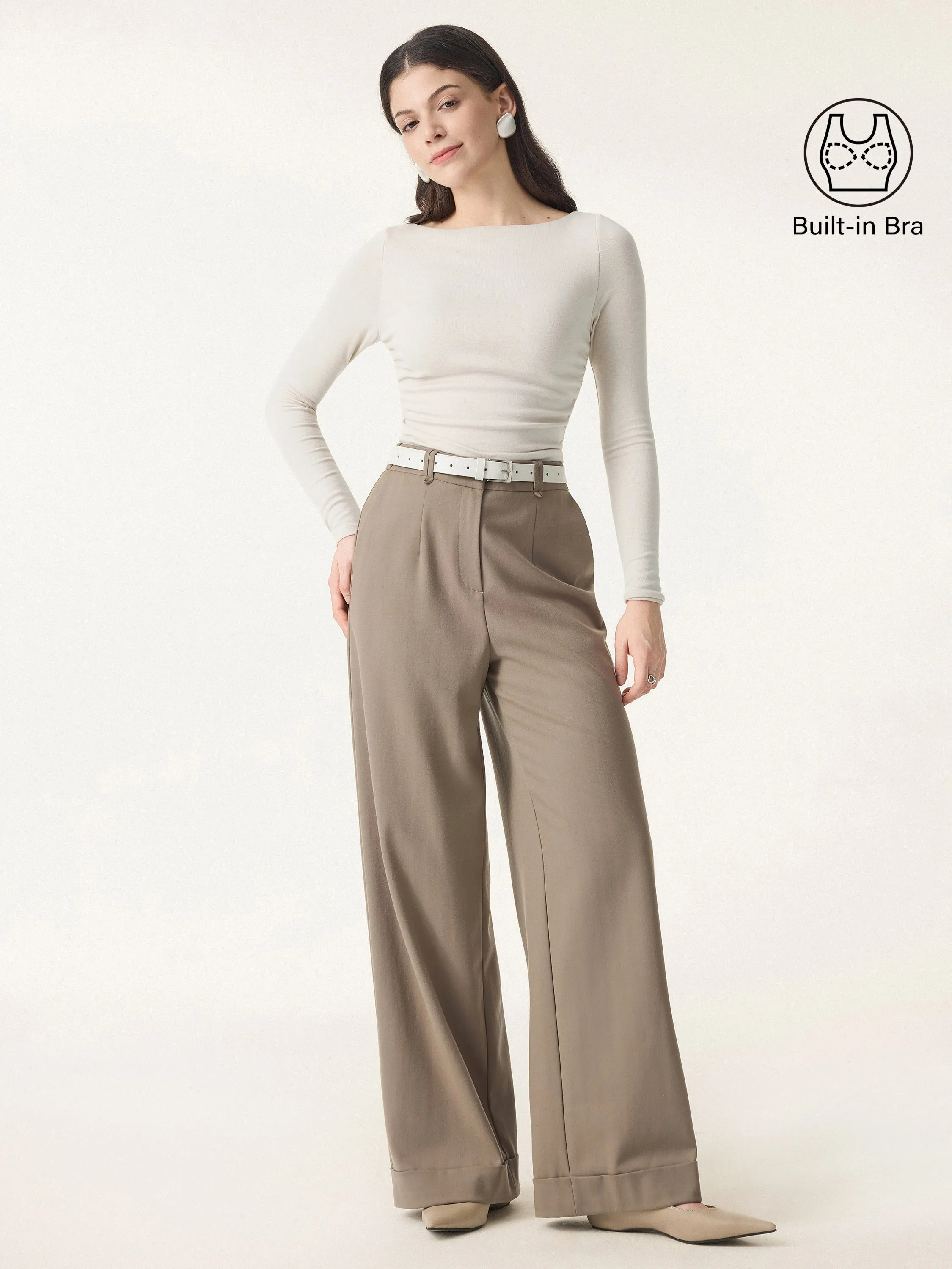 Light Warm Boatneck Ruched Brami Top sold by OGLmove product image thumbnail 2