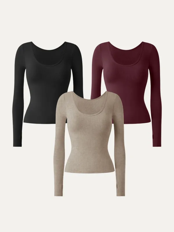 3Pcs Set Essential Lyocell Cashmere Multi-Wear Long Sleeve Top with Thumbholes sold by OGLmove