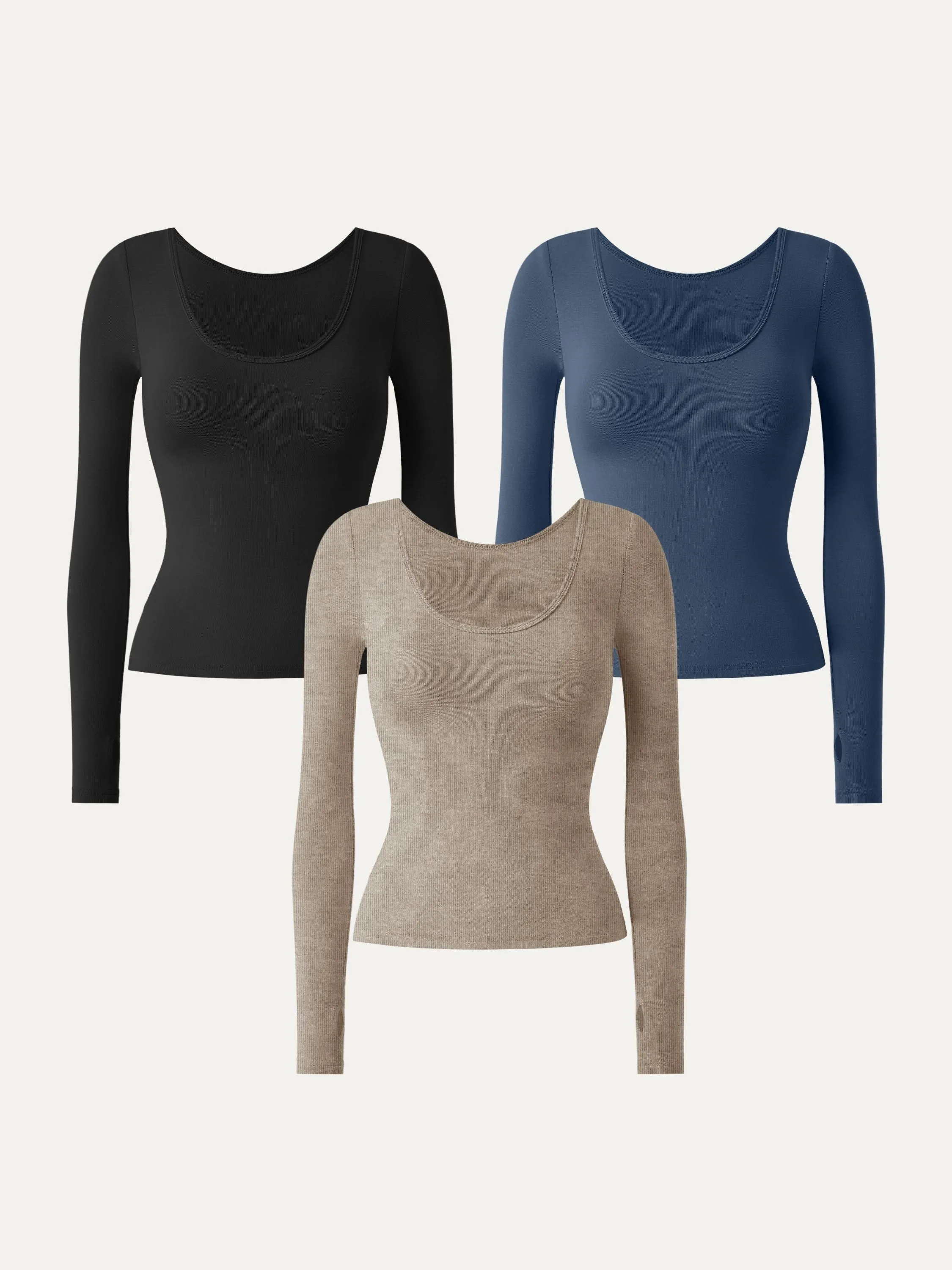 3Pcs Set Essential Lyocell Cashmere Multi-Wear Long Sleeve Top with Thumbholes sold by OGLmove product image thumbnail 5