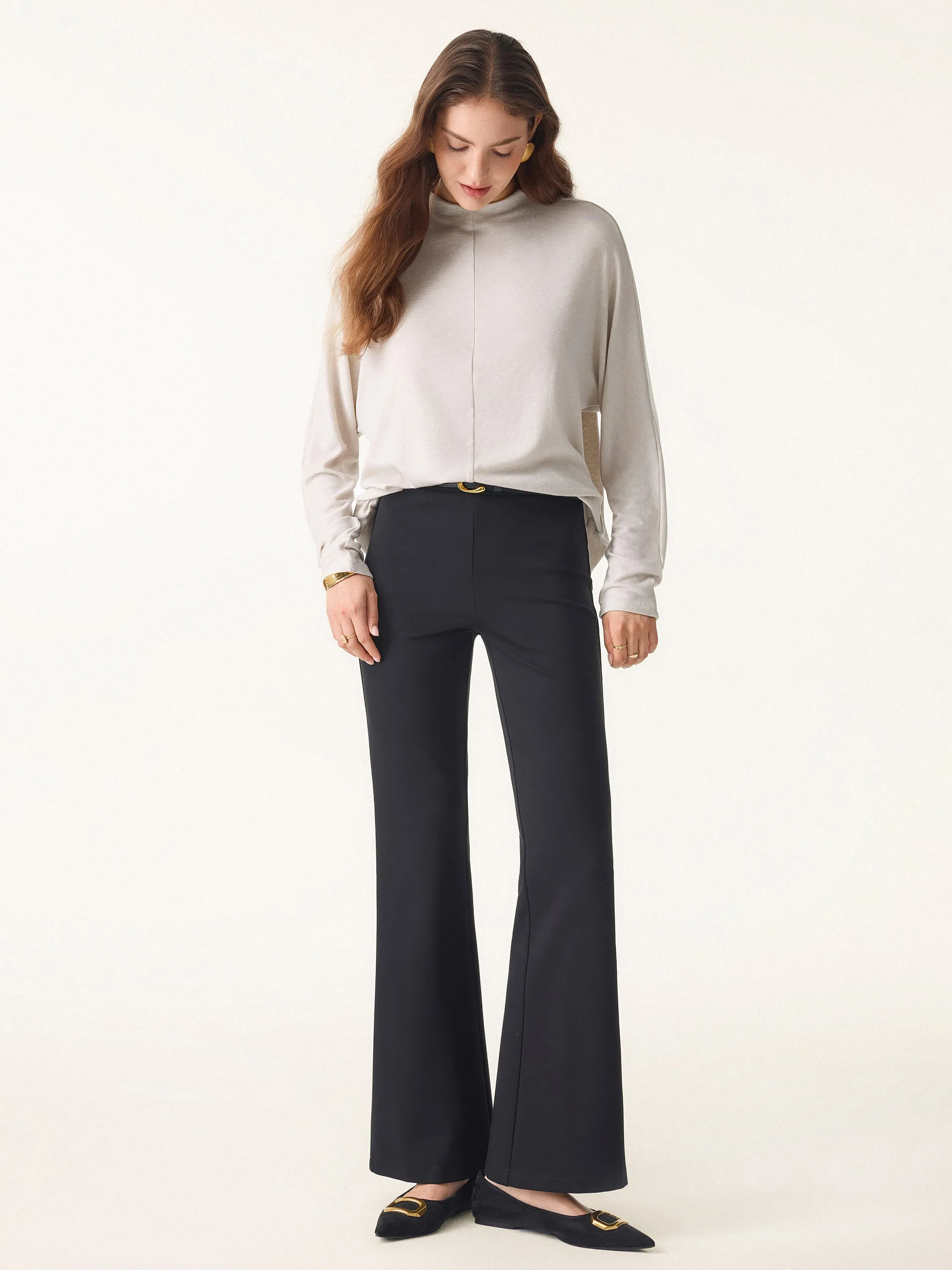 Lyocell Cashmere Relaxed Mockneck Batwing Sleeve Top sold by OGLmove