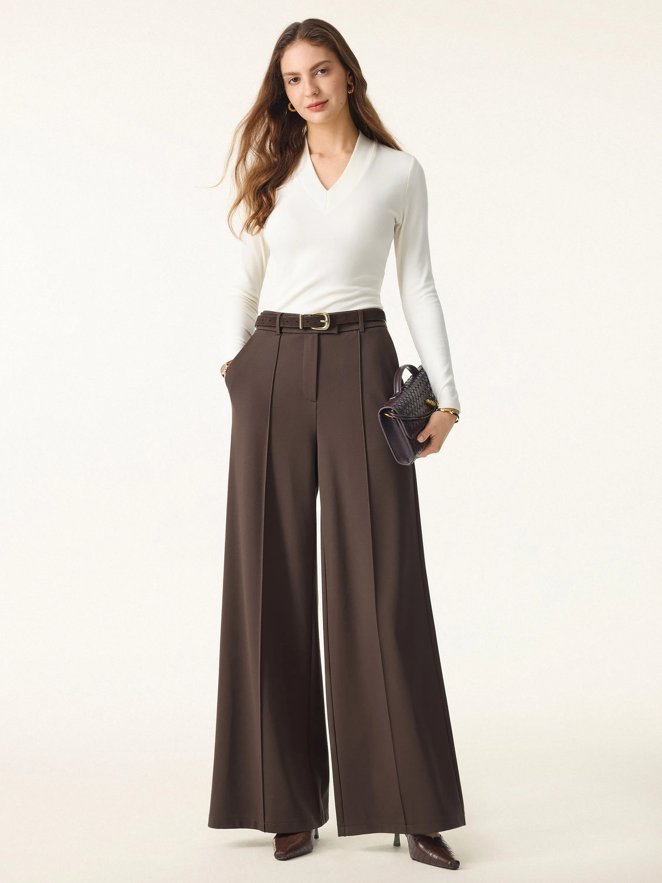 Everyday Mid Rise Wide Leg Trousers with Pockets sold by OGLmove product image thumbnail 4