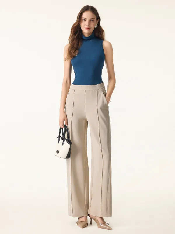 Wrinkle-Resistant Mid Rise Wide Leg Pants with Pockets sold by OGLmove