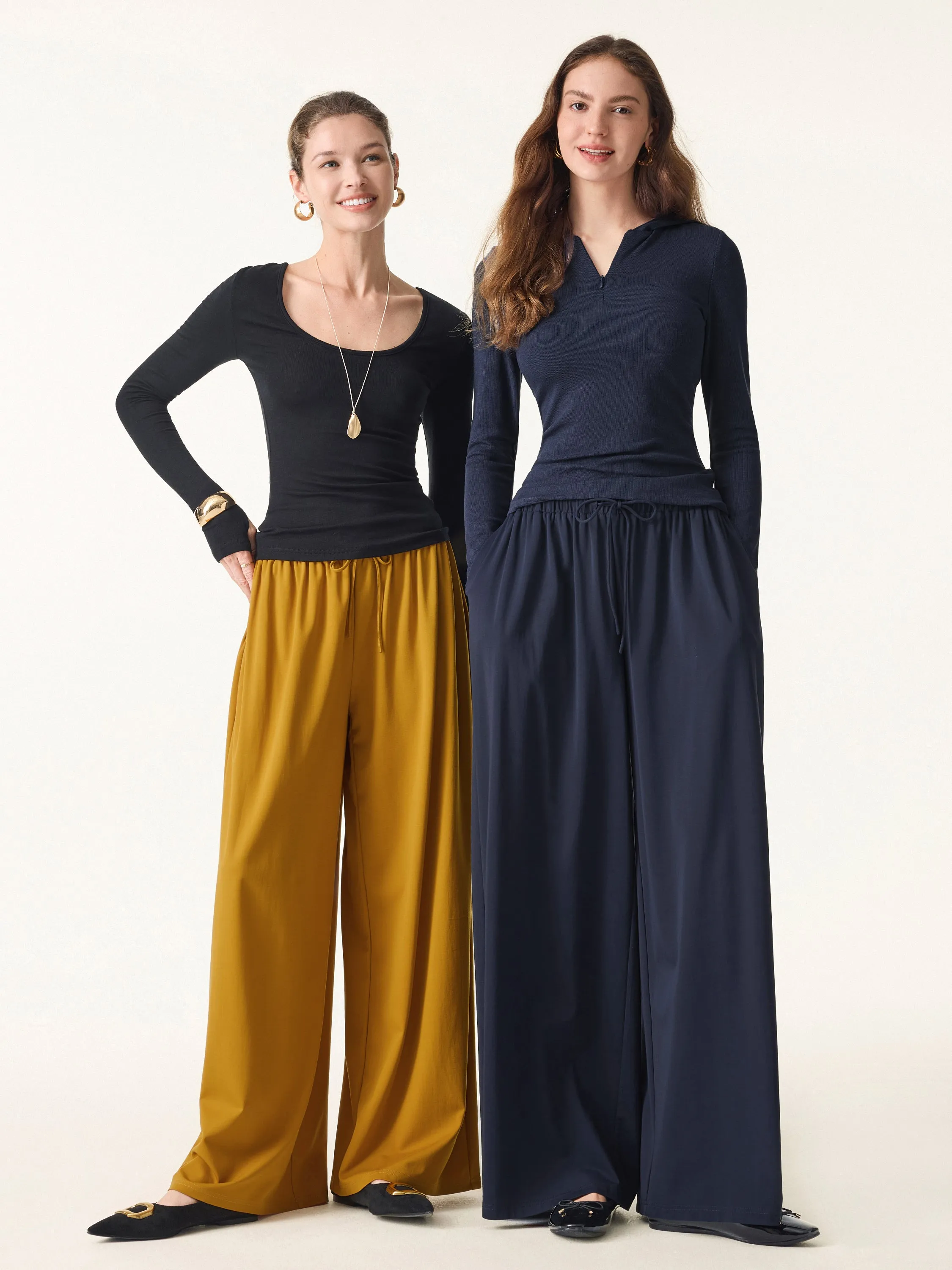 Stretch Ponte Mid Rise Palazzo Pants with Pockets sold by OGLmove product image thumbnail 2