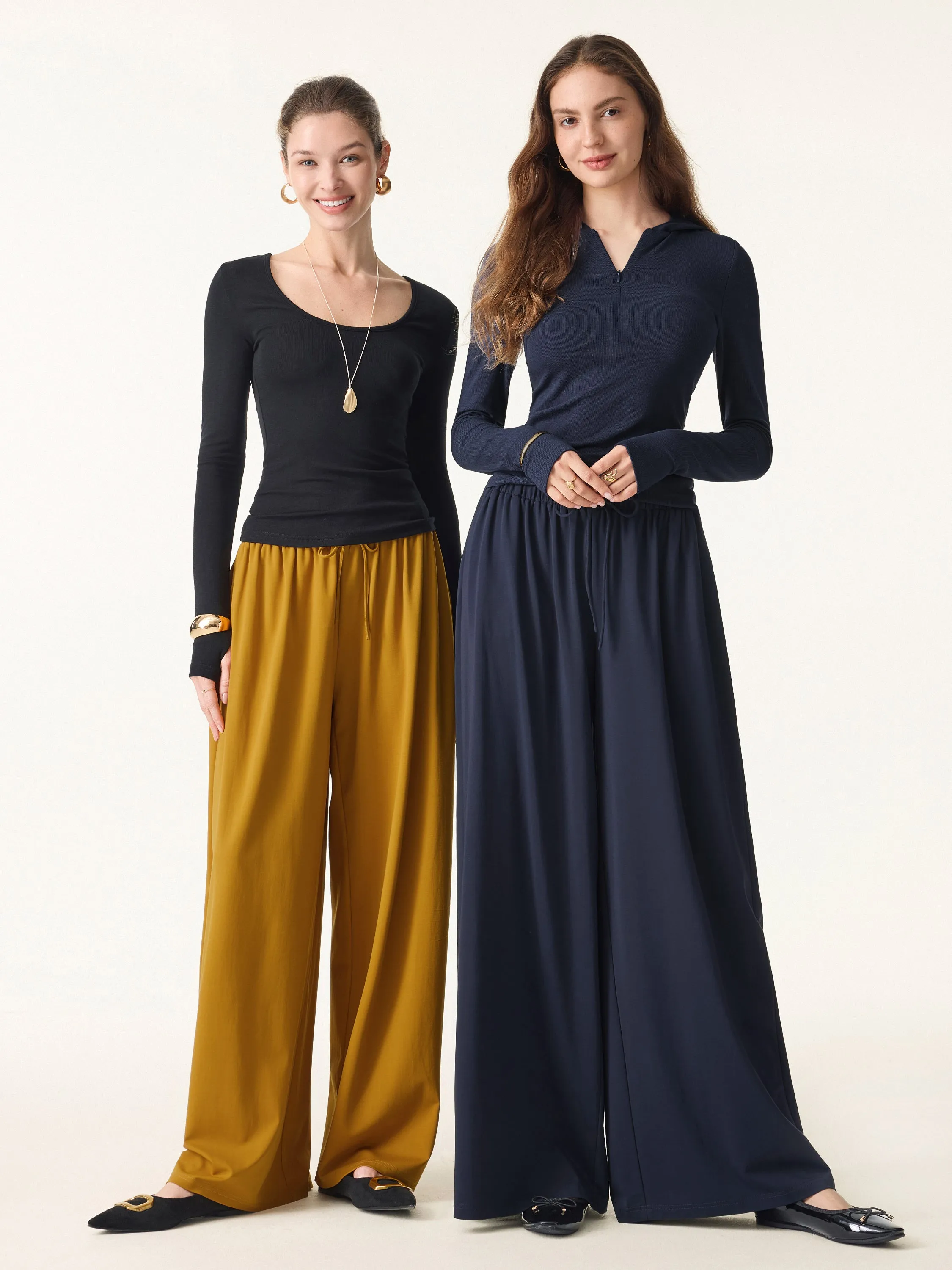 Stretch Ponte Mid Rise Palazzo Pants with Pockets sold by OGLmove product image thumbnail 3