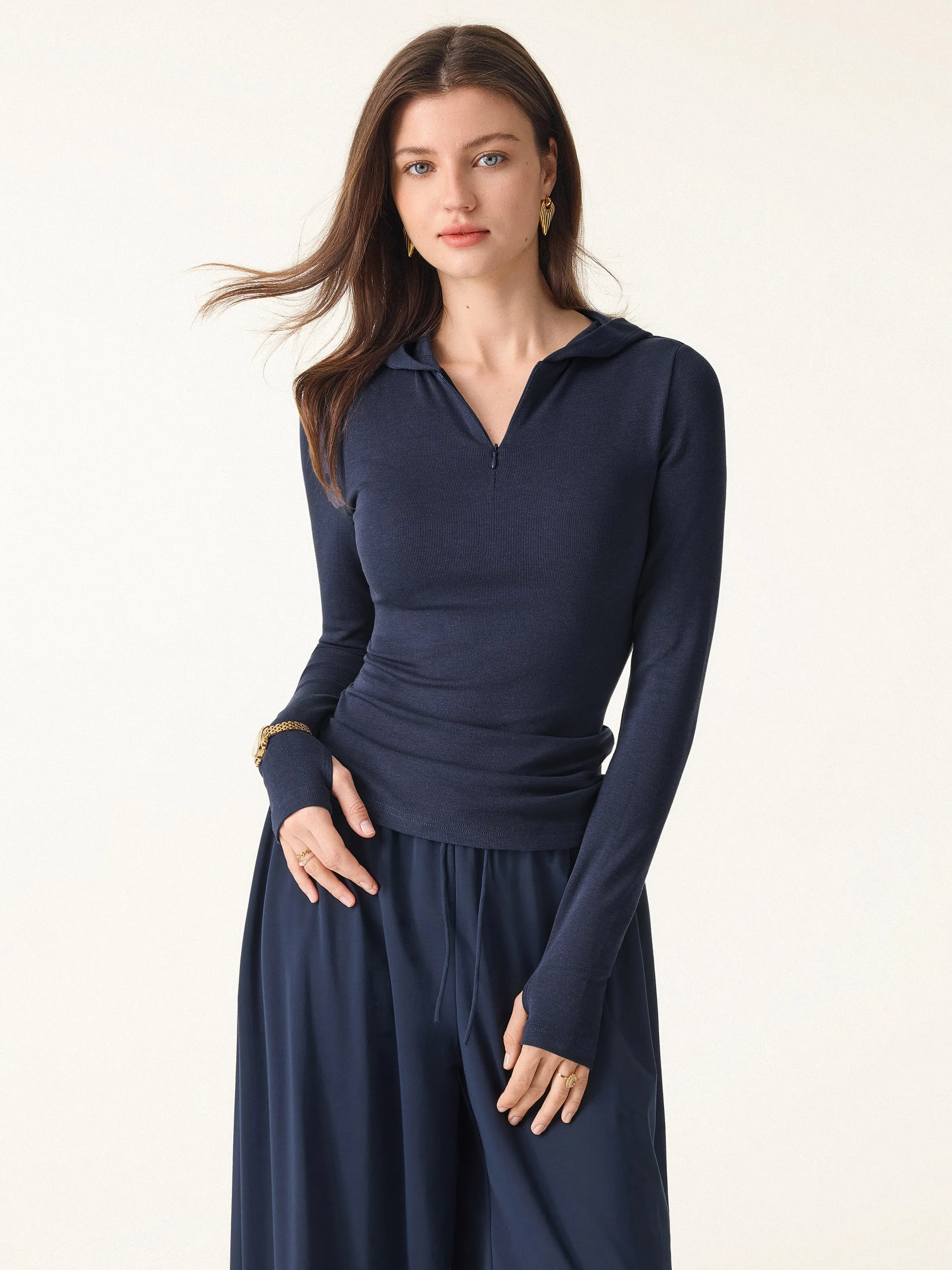 Slim Fitted Quarter Zip Pullover Hoodie sold by OGLmove product image thumbnail 5