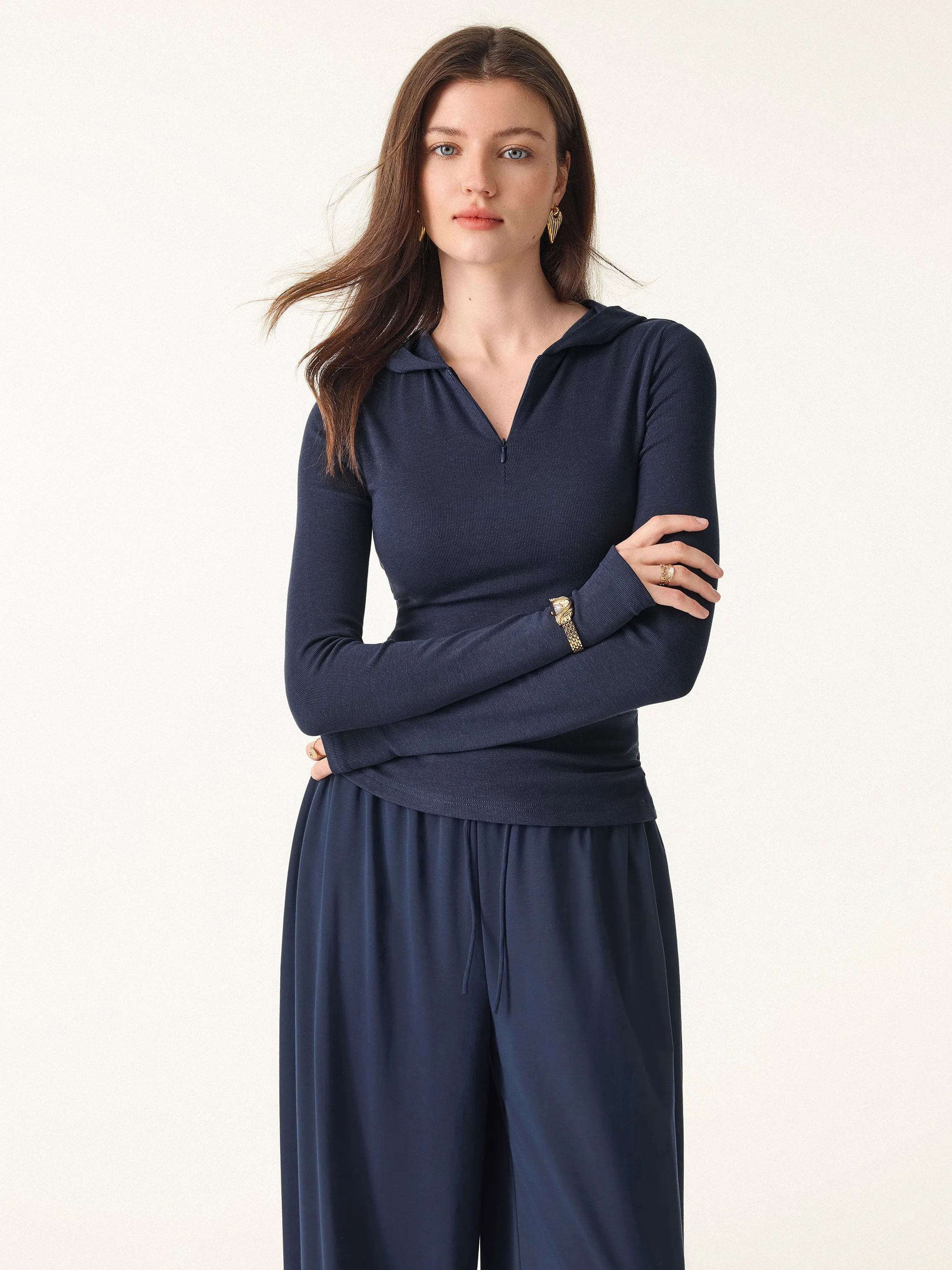 Slim Fitted Quarter Zip Pullover Hoodie sold by OGLmove product image thumbnail 4