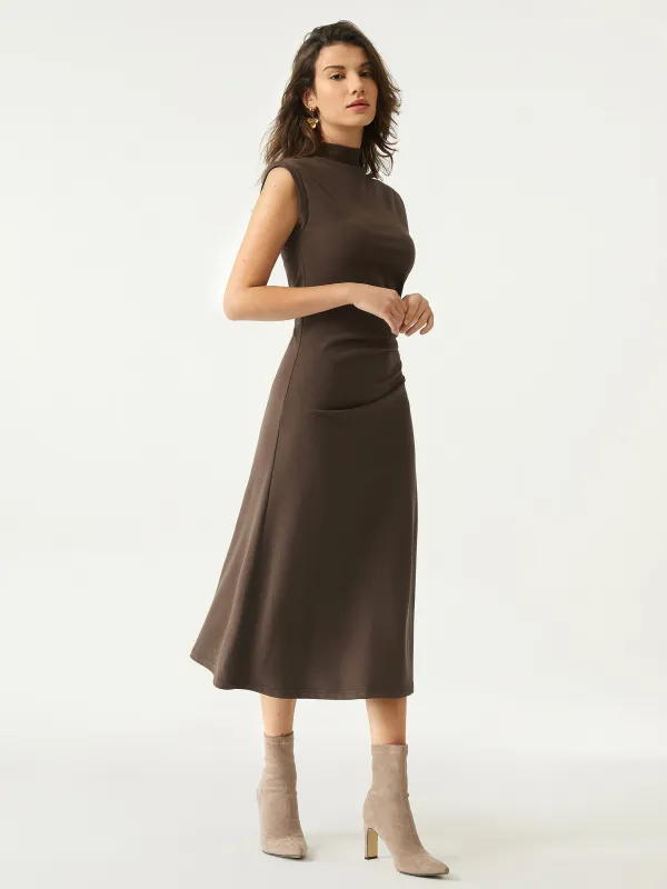 Mockneck Tucks Midi Dress sold by OGLmove
