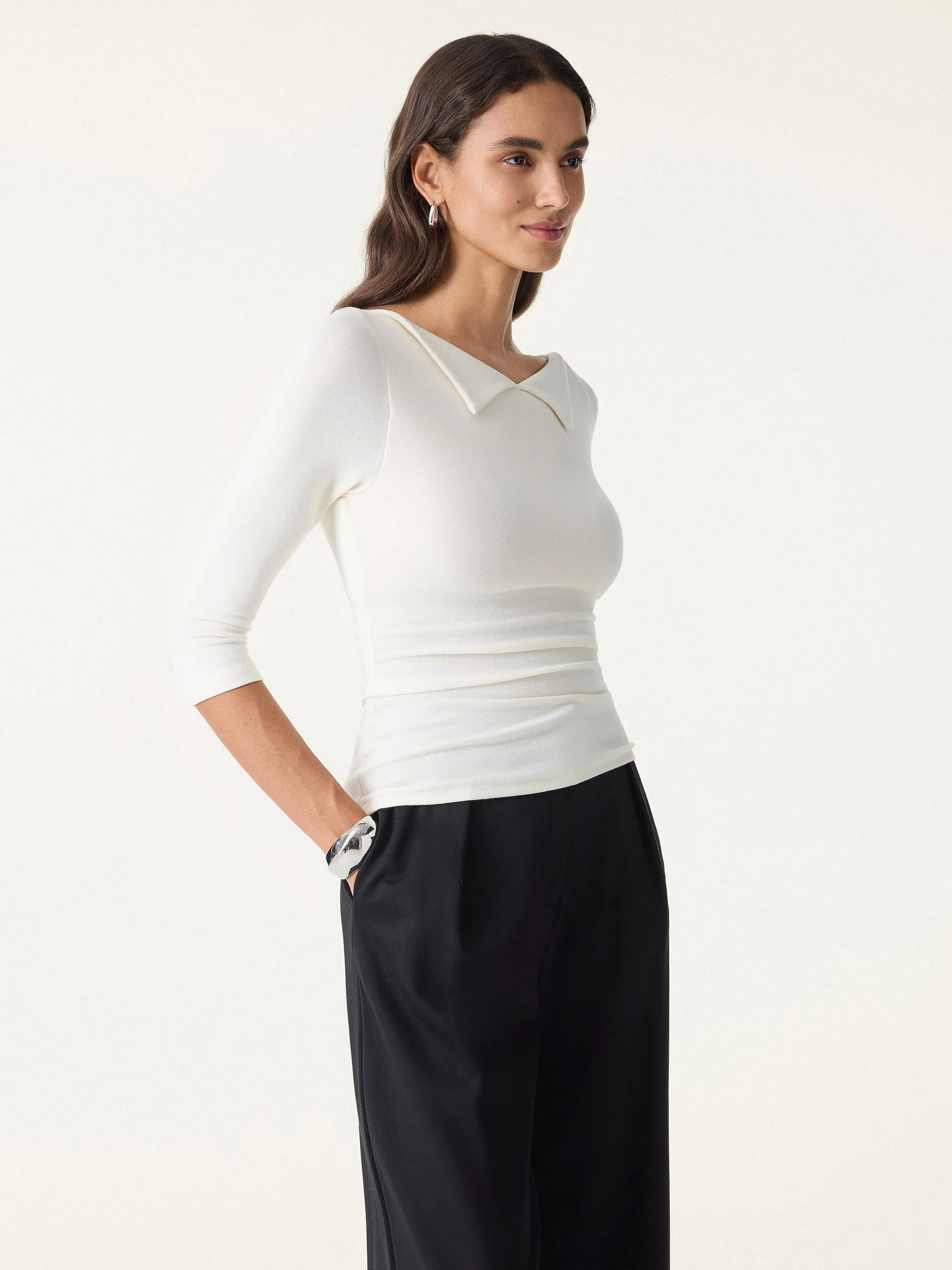 Light Warm Flapped Boatneck 3/4 Sleeve Brami sold by OGLmove product image thumbnail 5