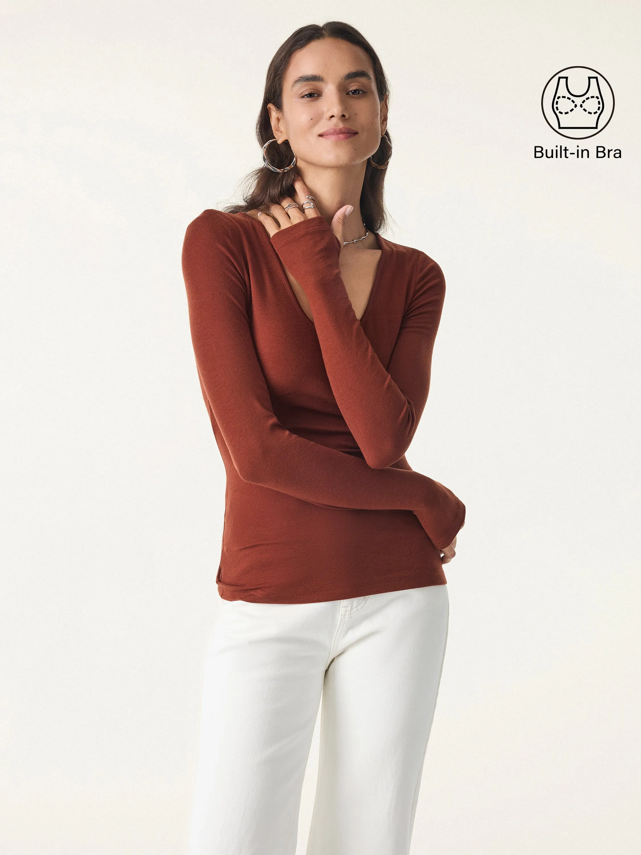 Lyocell Cashmere Scoop Neck Thumbhole Brami sold by OGLmove