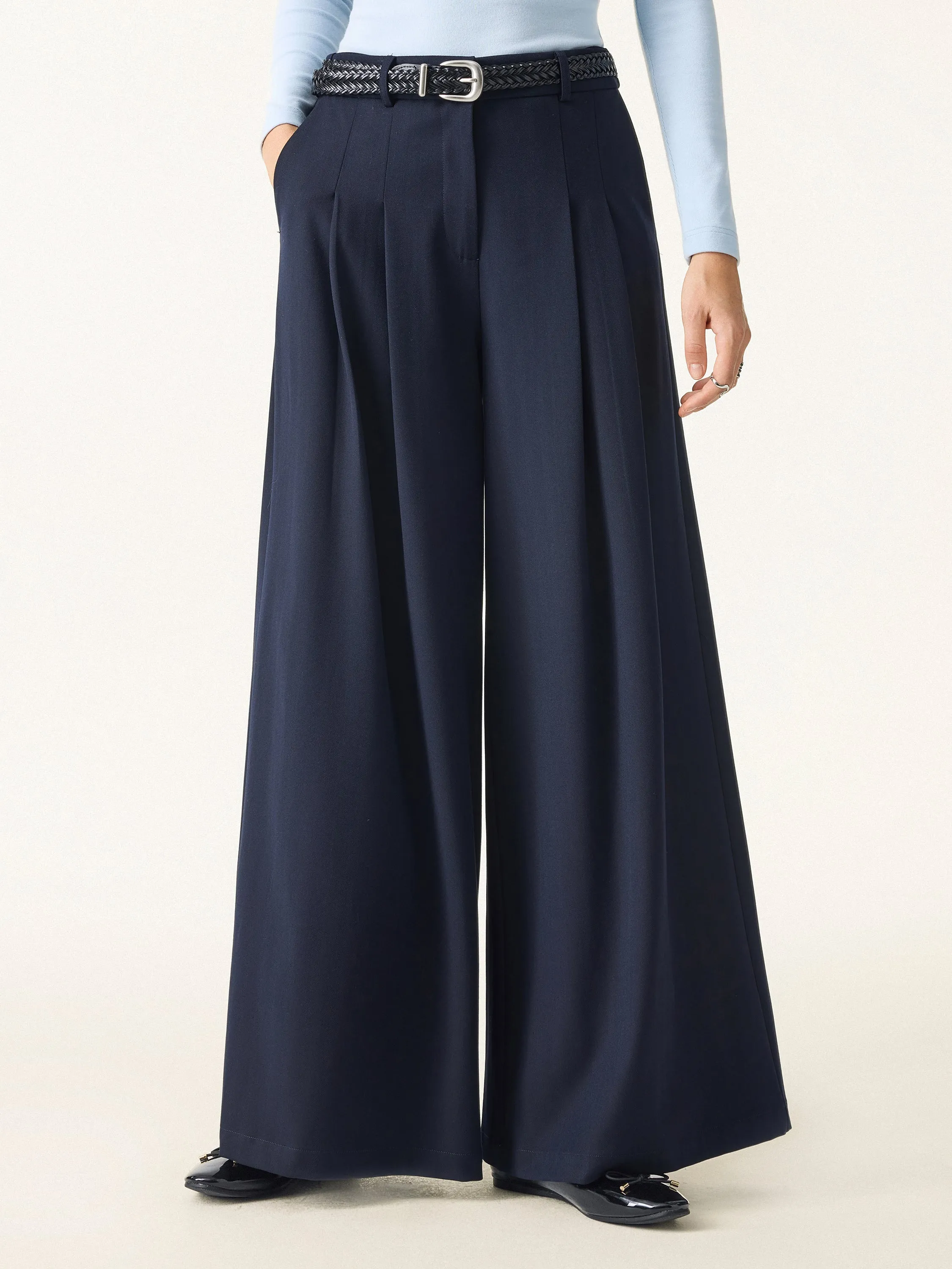 Mid Rise Wide Leg Trousers with Pockets sold by OGLmove product image thumbnail 4