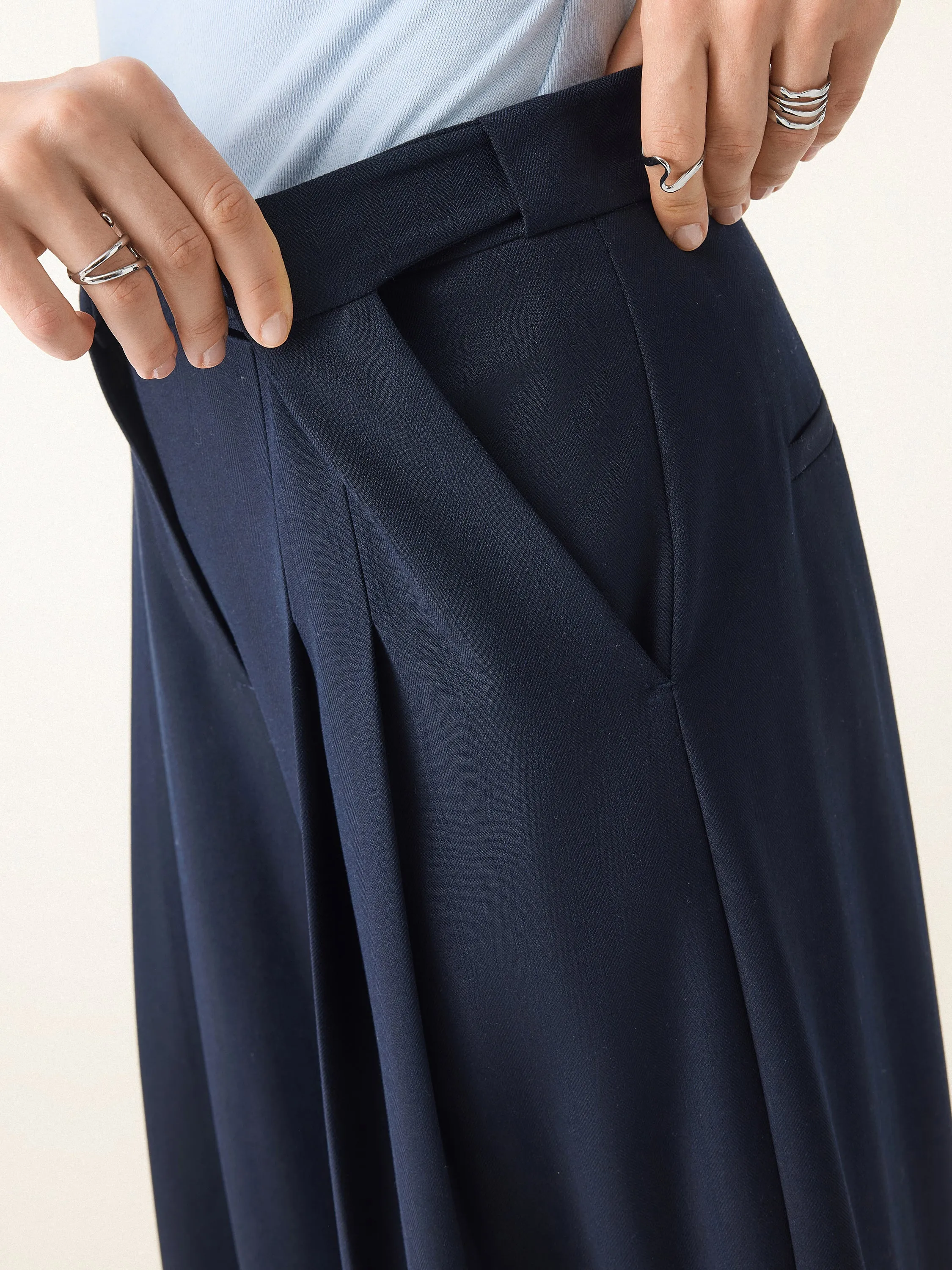 Mid Rise Wide Leg Trousers with Pockets sold by OGLmove product image thumbnail 3