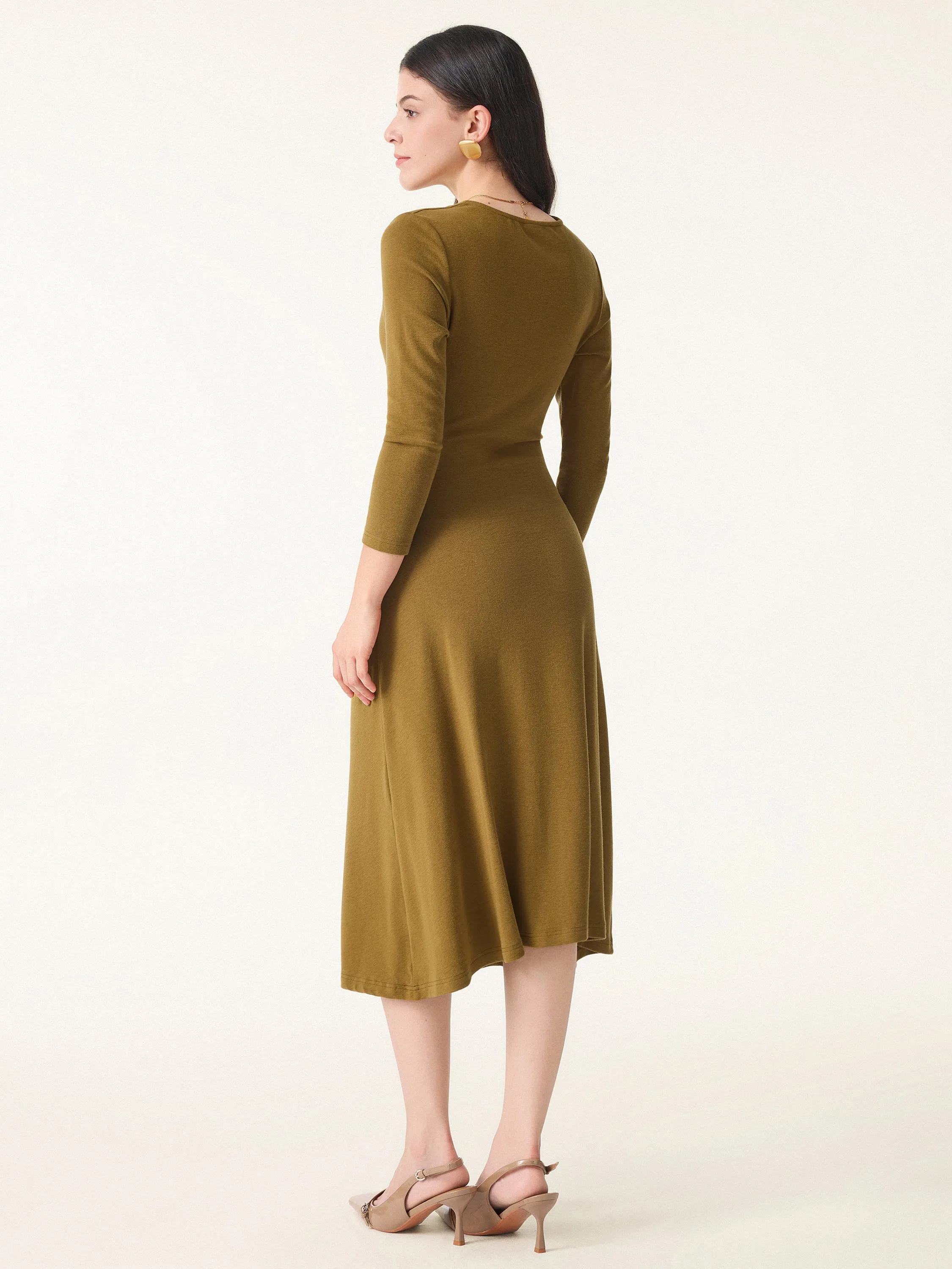 Slimming Surplice 3/4 Sleeve Midi Dress sold by OGLmove product image thumbnail 5