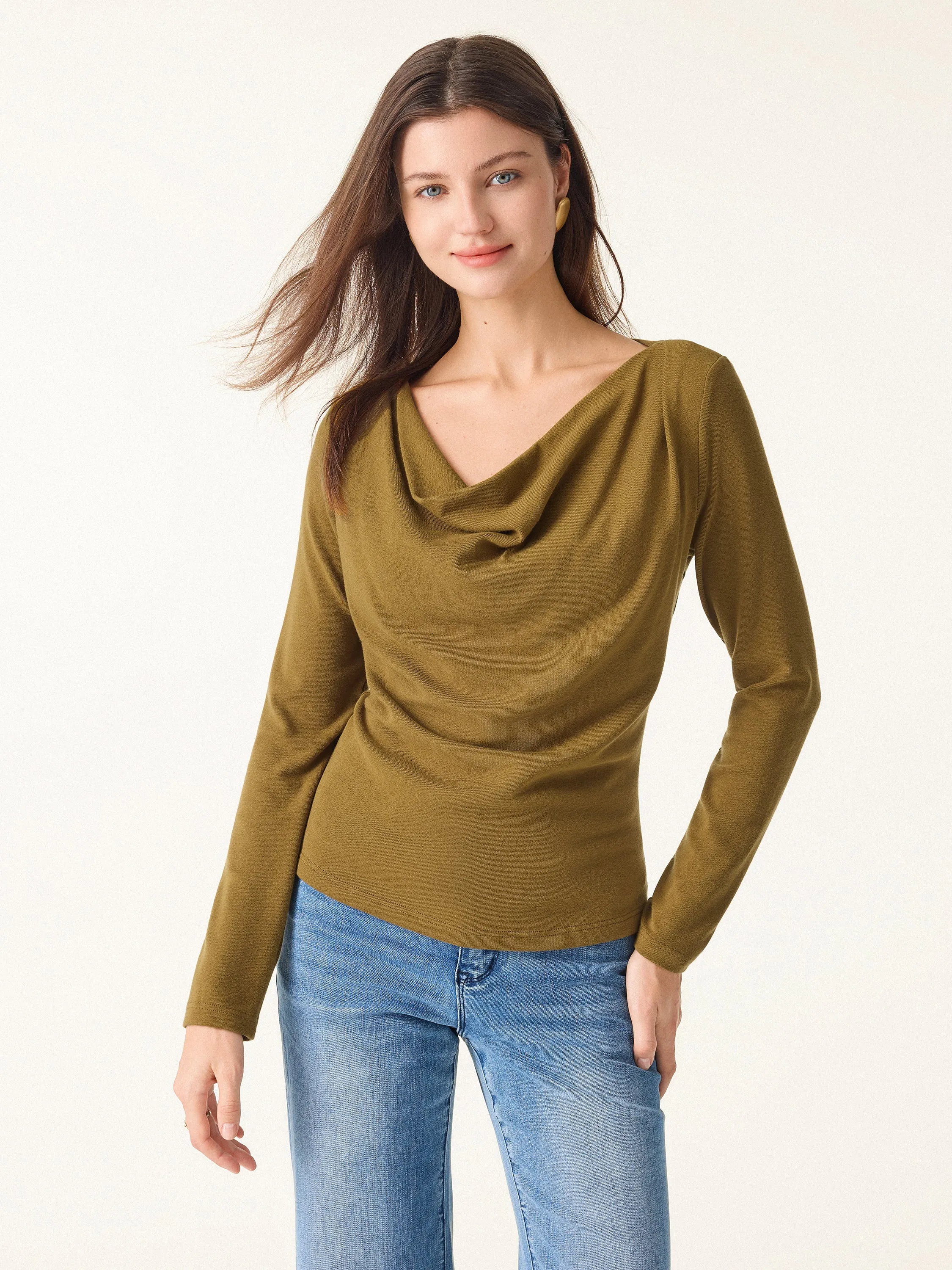 Effortless Cowl Neck Long Sleeve Top sold by OGLmove