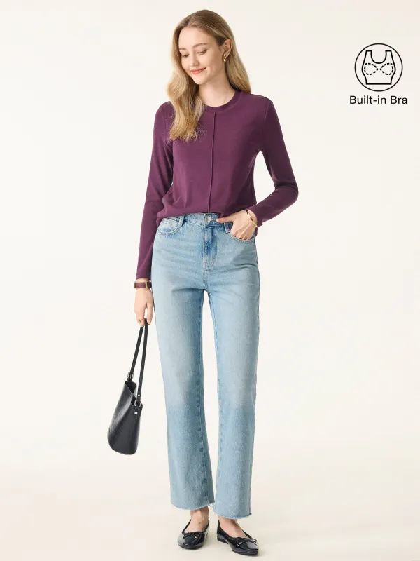 Light Warm Crewneck Pintuck Brami Top sold by ogl move