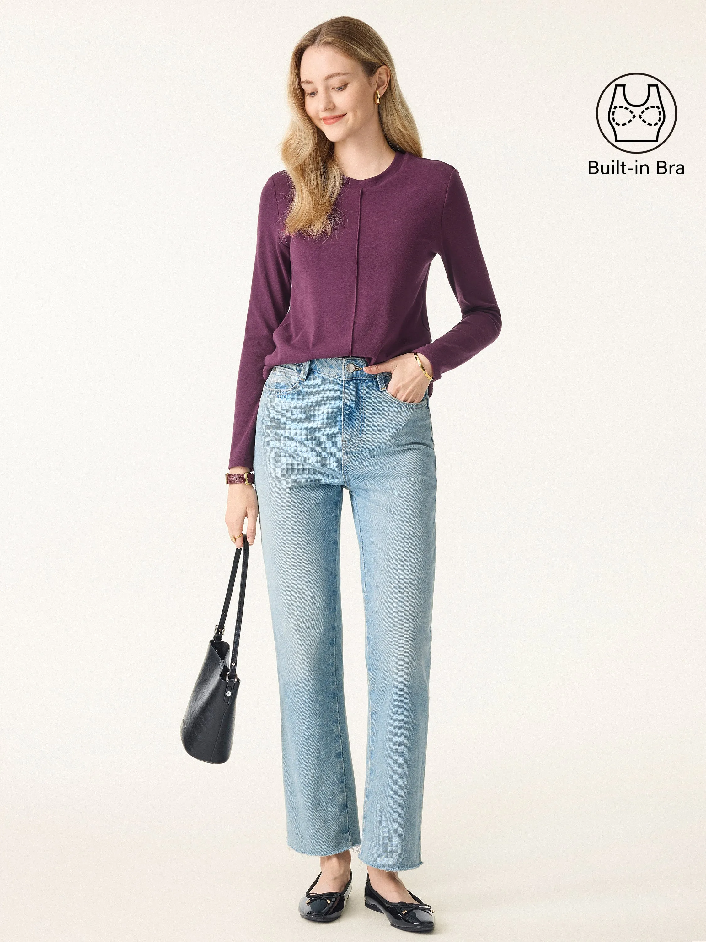 Light Warm Crewneck Pintuck Brami Top sold by ogl move