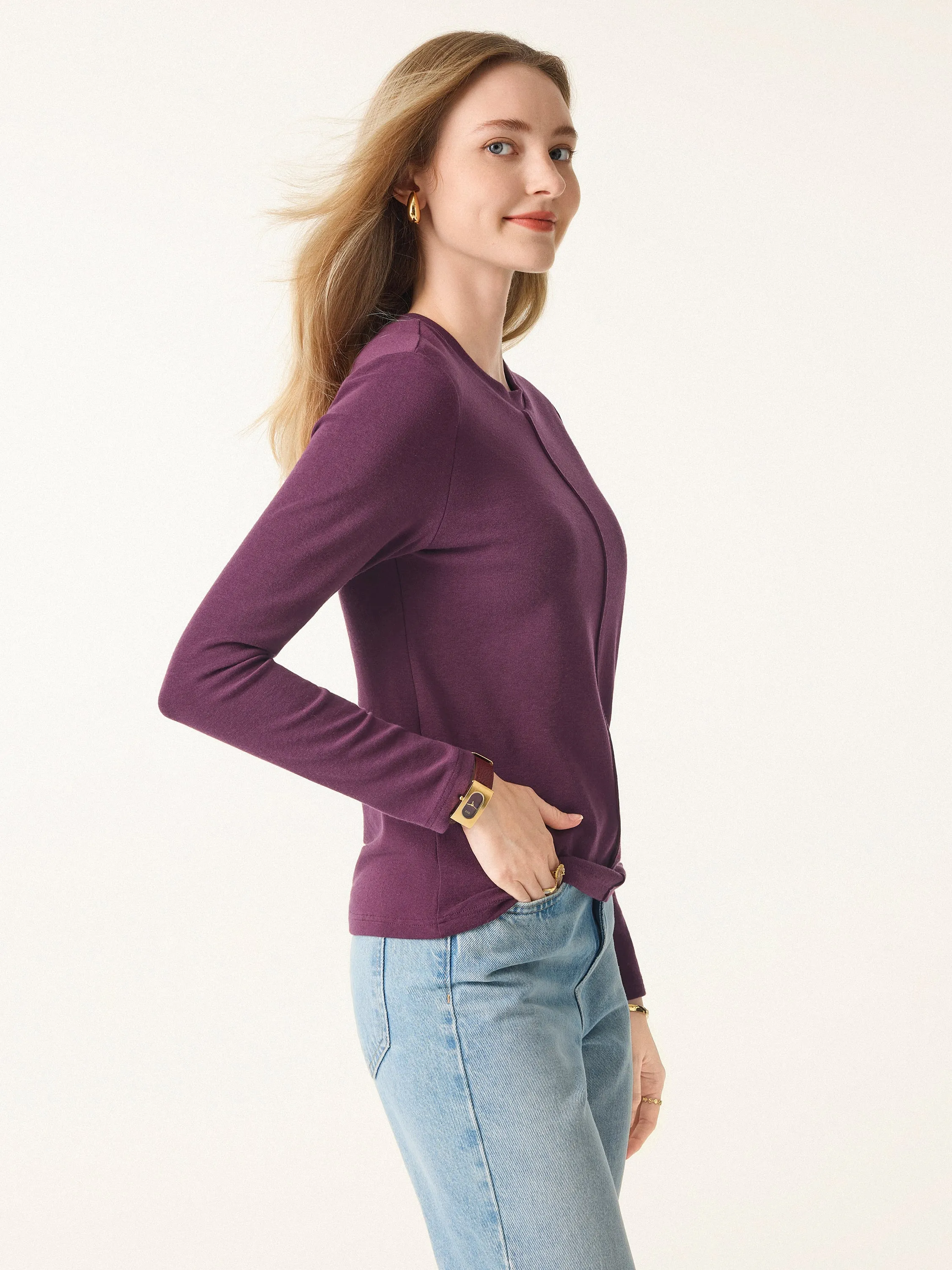 Light Warm Crewneck Pintuck Brami Top sold by ogl move product image thumbnail 2
