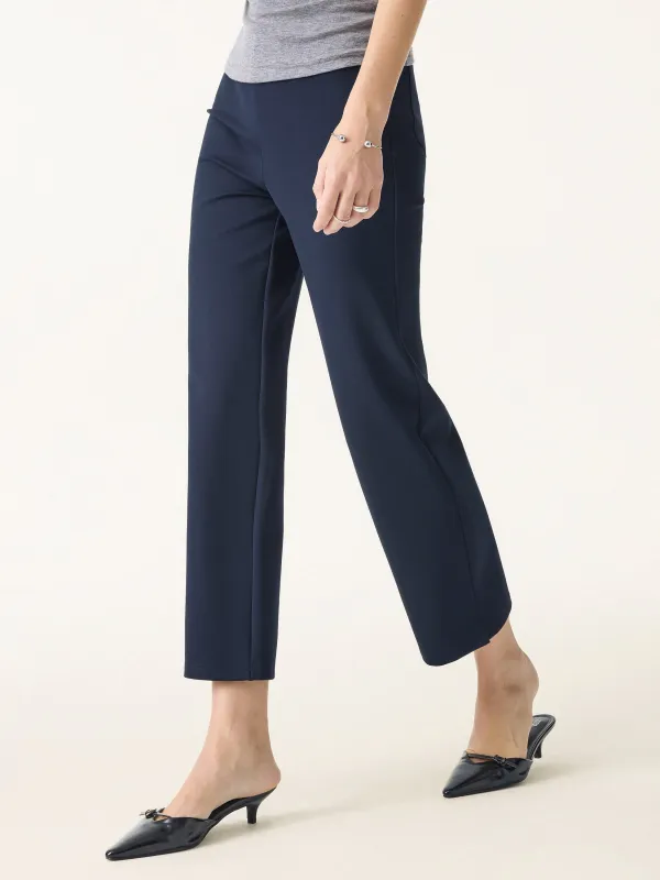 4-way Stretch Mid Rise Cropped Straight Pull-on Pants with Pockets sold by ogl move