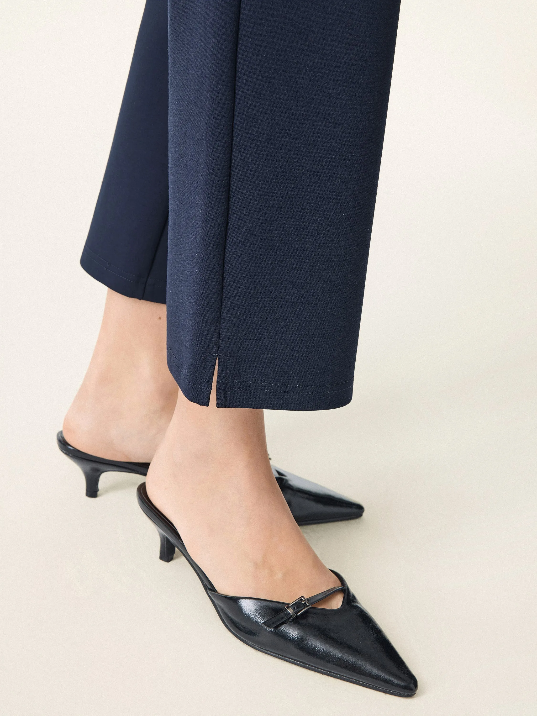 4-way Stretch Mid Rise Cropped Straight Pull-on Pants with Pockets sold by OGLmove product image thumbnail 3