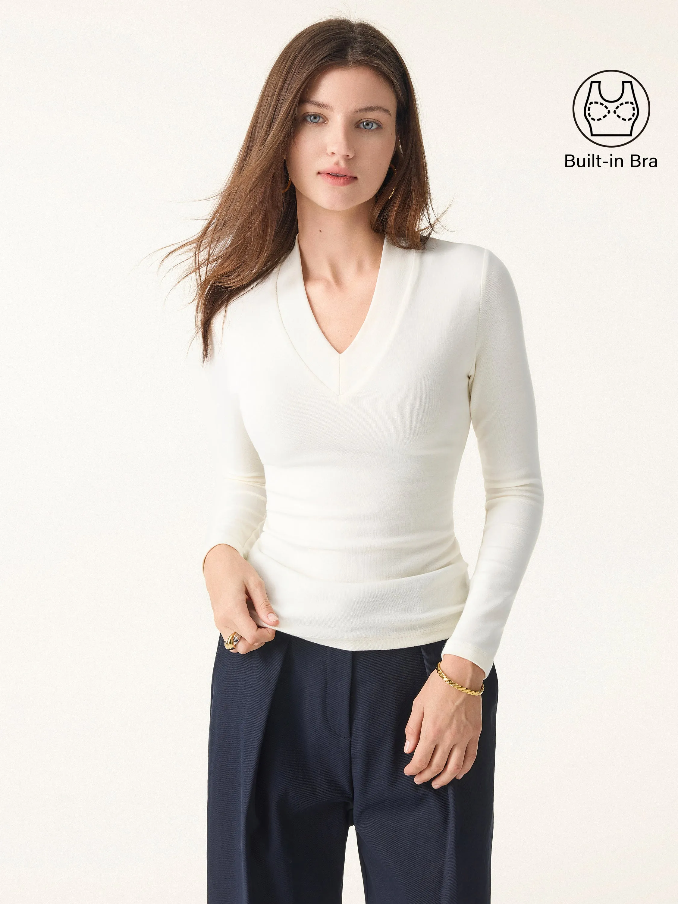 Essential V-neck Wide Binding Slimming Bra Top sold by OGLmove product image thumbnail 3