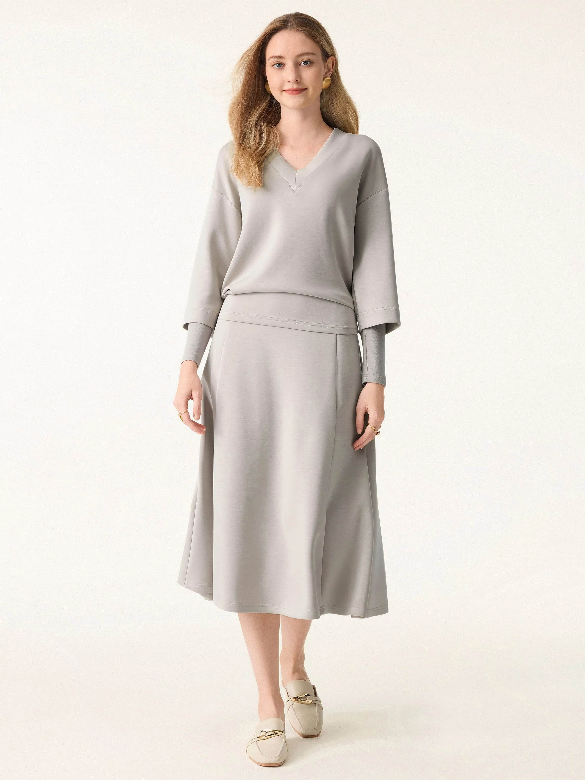 V-neck Hip Length Top with Sleeve Warmers sold by OGLmove product image thumbnail 3