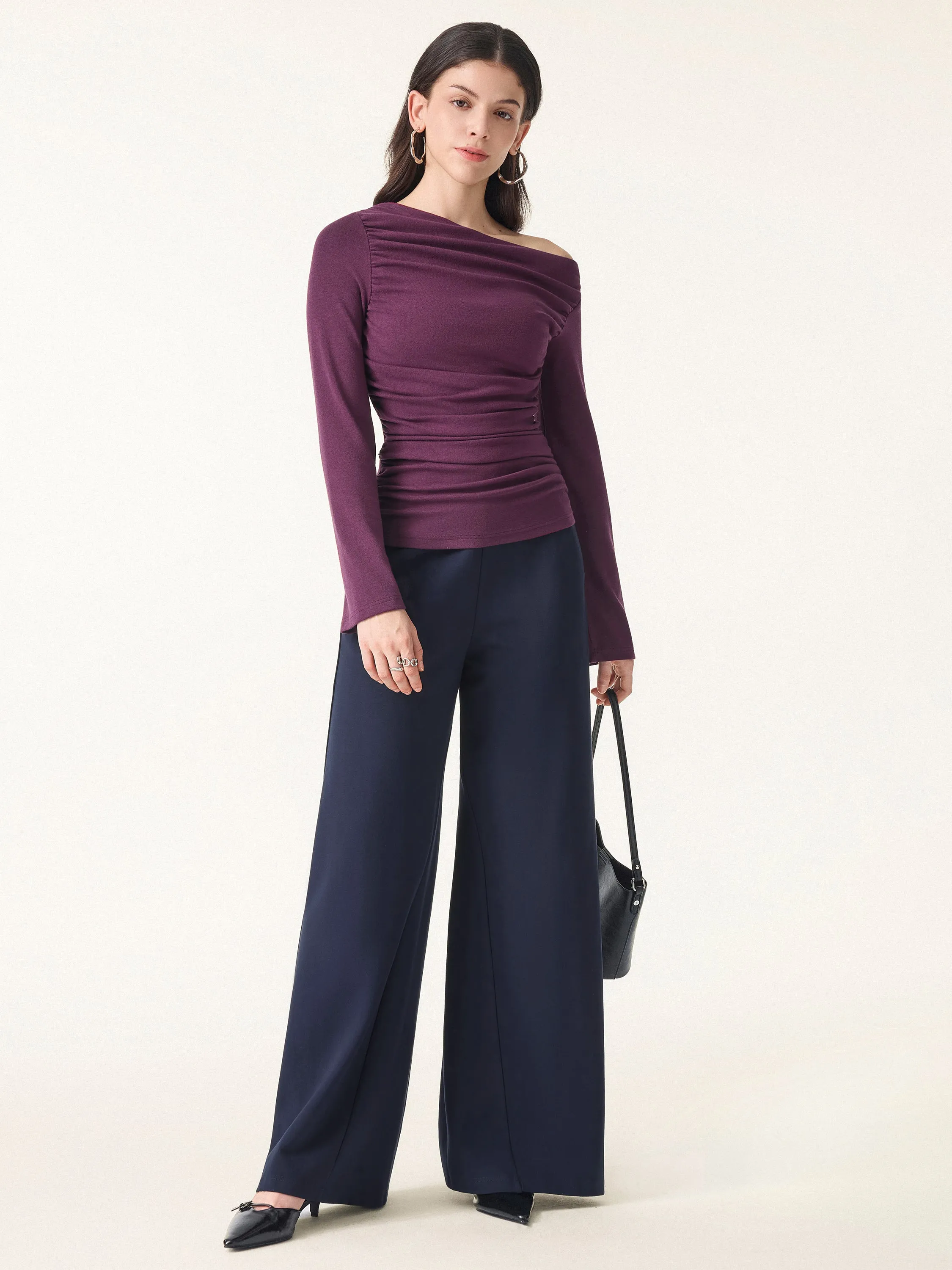 Mid Rise Wide Leg Pull-on Pants with Pockets sold by OGLmove product image thumbnail 3
