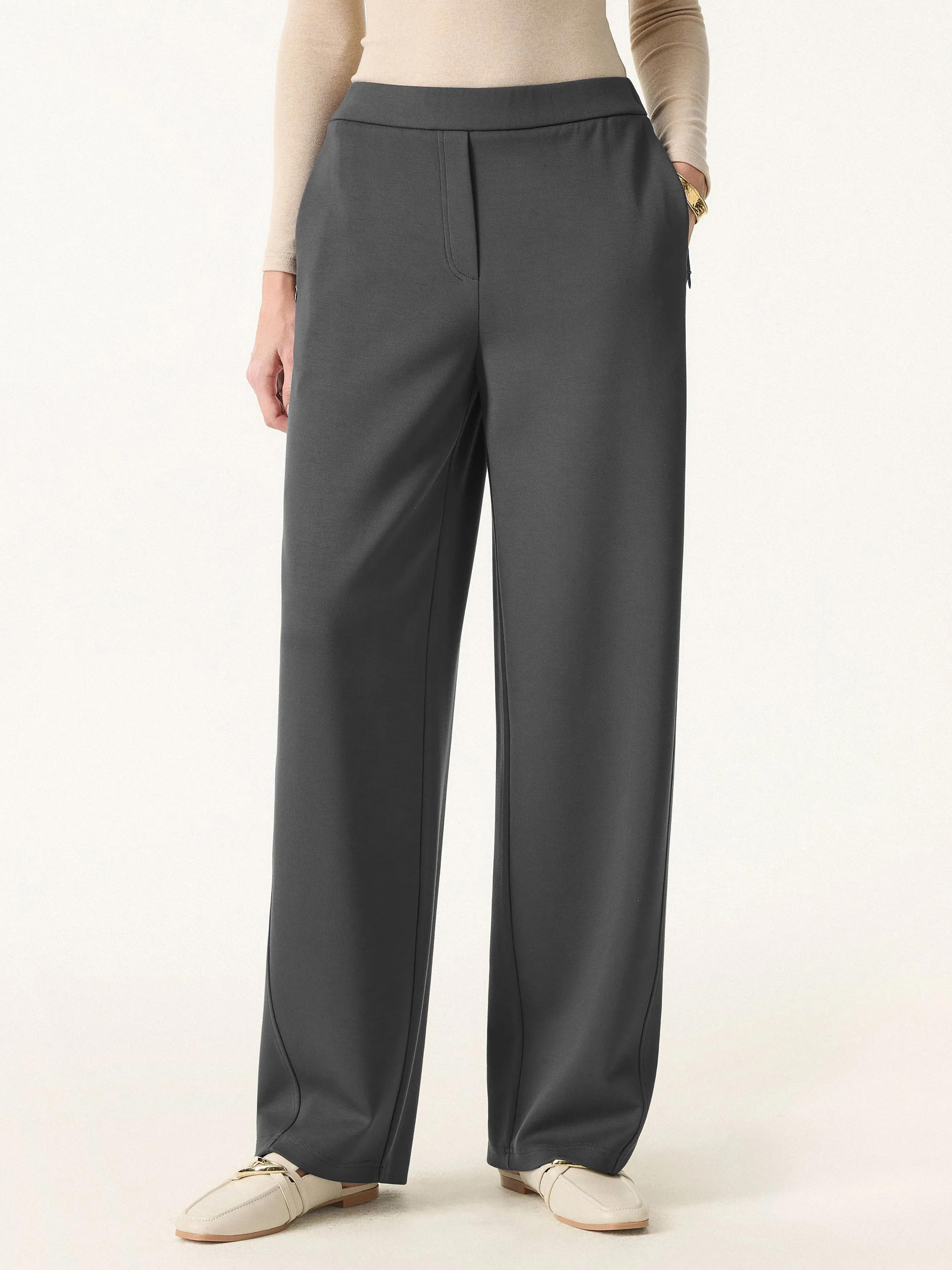 4-way Stretch Mid Rise Barrel Leg Pull-on Pants with Pockets sold by ogl move product image thumbnail 5