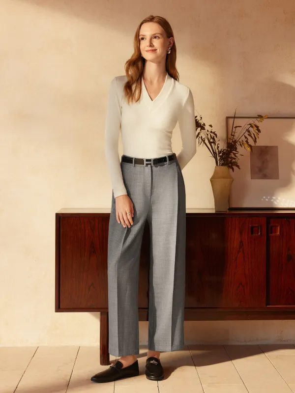 4-Way Stretch Mid Rise Cropped Tapered Trousers with Pockets sold by ogl move