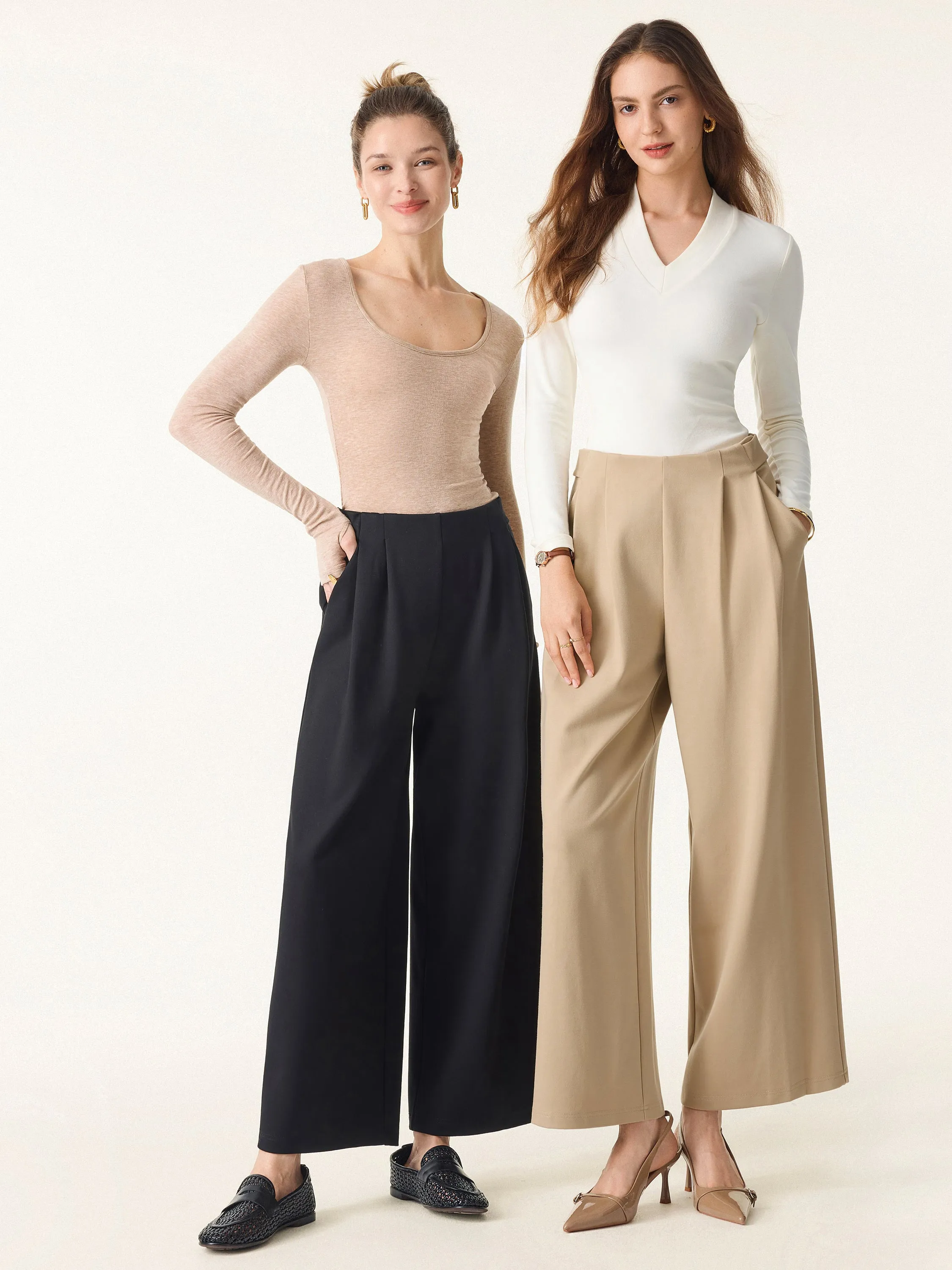 Mid Rise Wide Leg Ankled Pull-on Pants with Pockets sold by OGLmove product image thumbnail 4