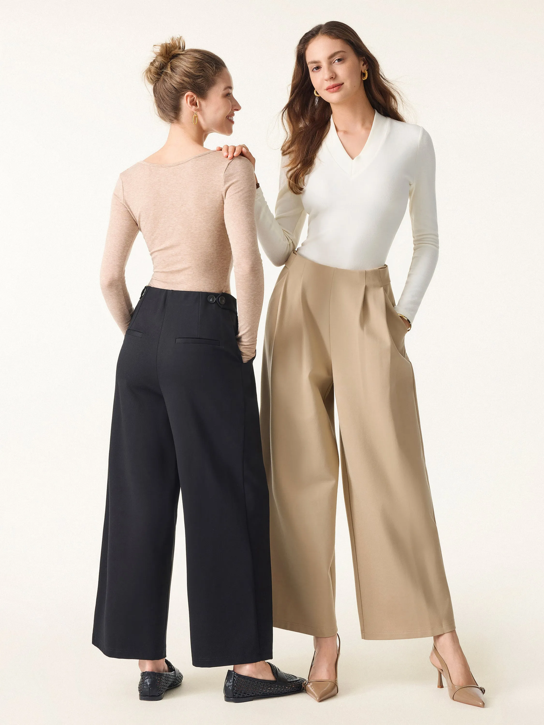 Mid Rise Wide Leg Ankled Pull-on Pants with Pockets sold by OGLmove product image thumbnail 3