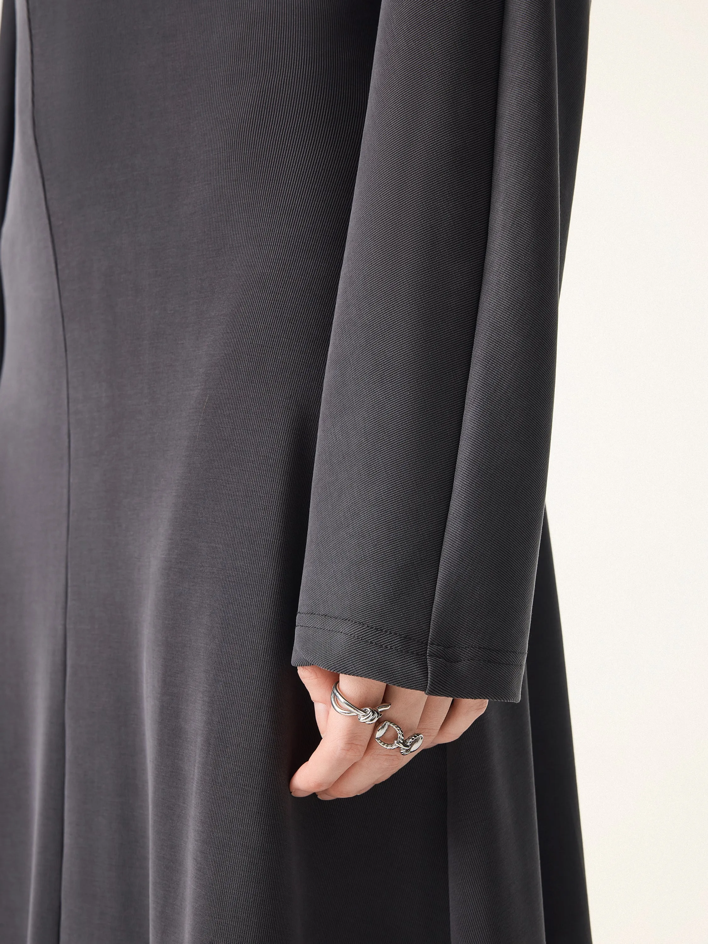 Sandwashed Round Neck Batwing Sleeve Midi Dress sold by ogl move product image thumbnail 5