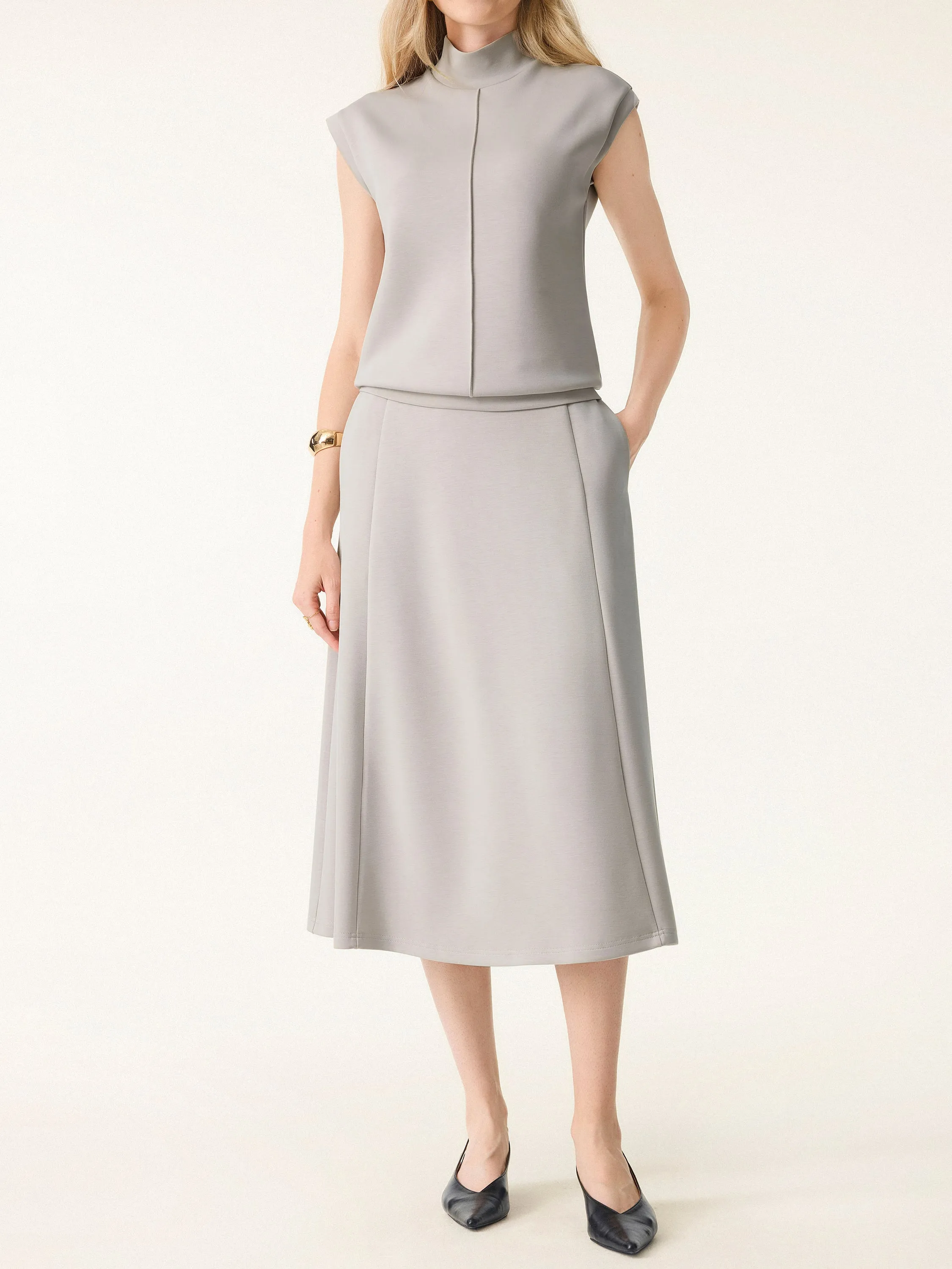 Everyday Mid Rise Flared Midi Skirt with Pockets sold by ogl move product image thumbnail 2