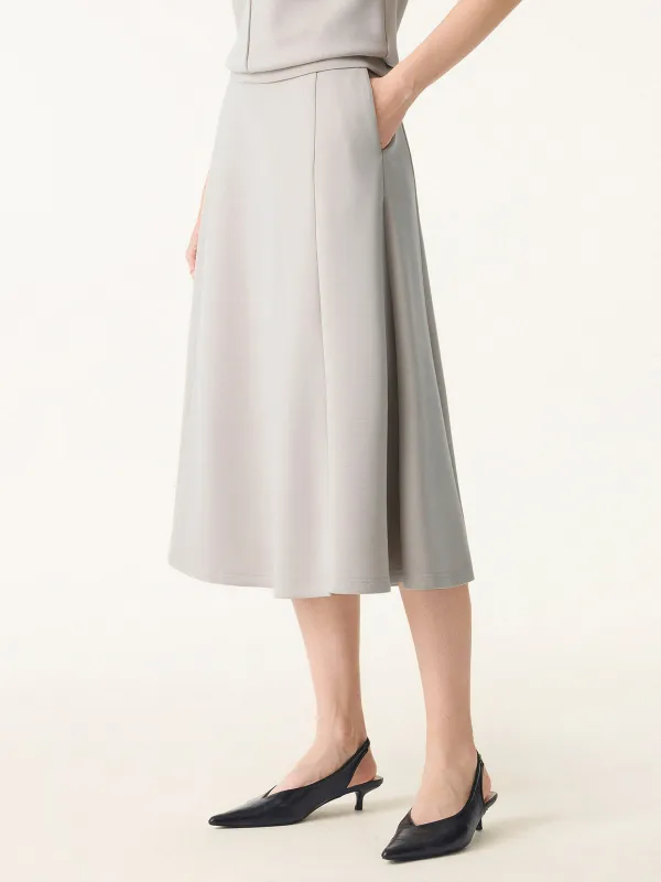 Everyday Mid Rise Flared Midi Skirt with Pockets sold by ogl move