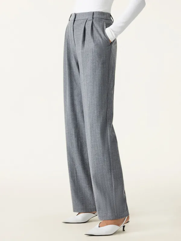 Stretch Striped Mid Rise Wide Leg Trousers with Pockets sold by ogl move