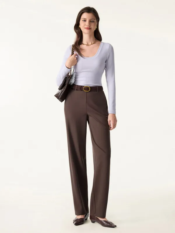 Mid Rise Barrel Leg Pull-on Pants with Pockets sold by OGLmove